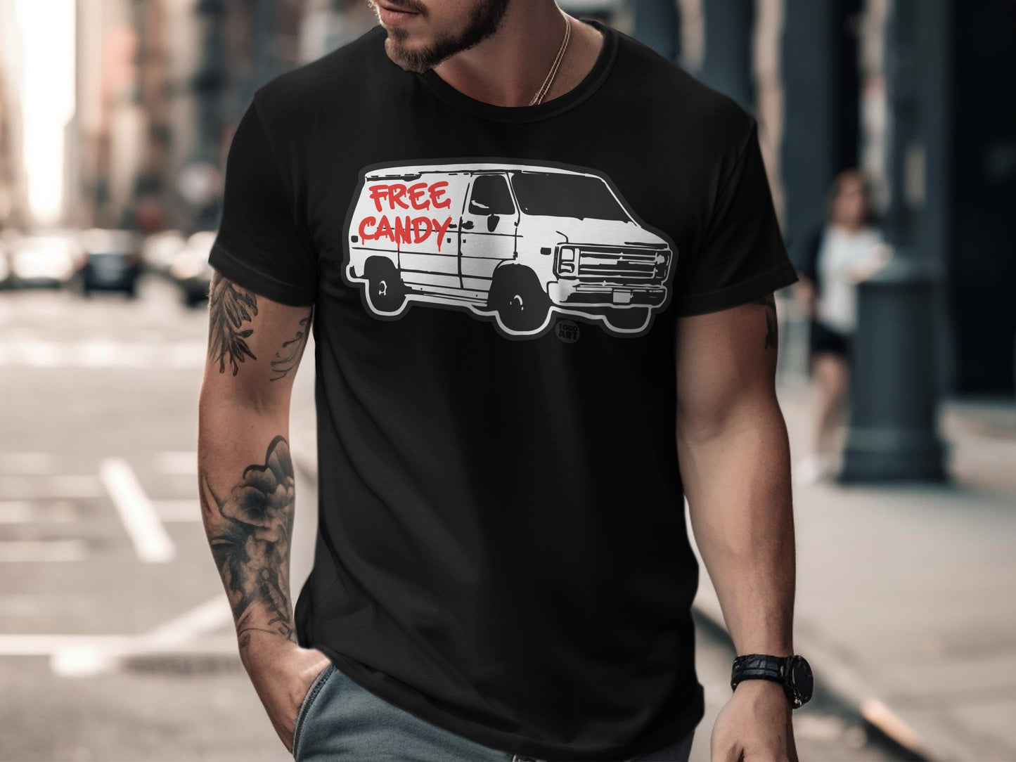 Free Candy Van Graphic T-Shirt for Men Casual Wear