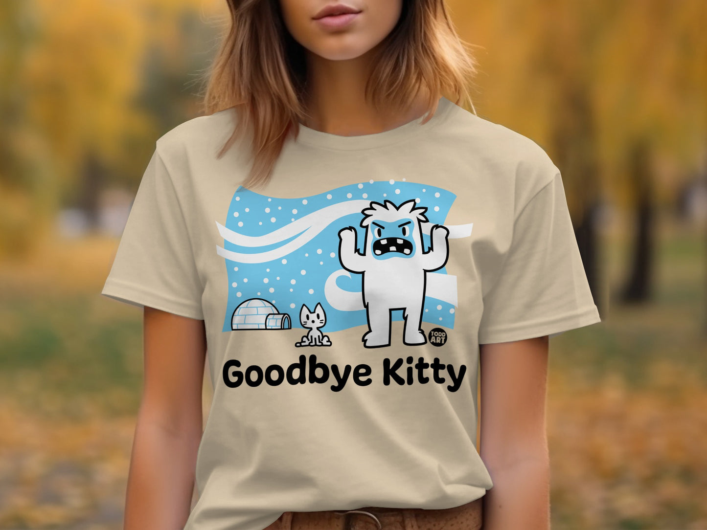Goodbye Kitty Yeti Cute Winter Design T-Shirt