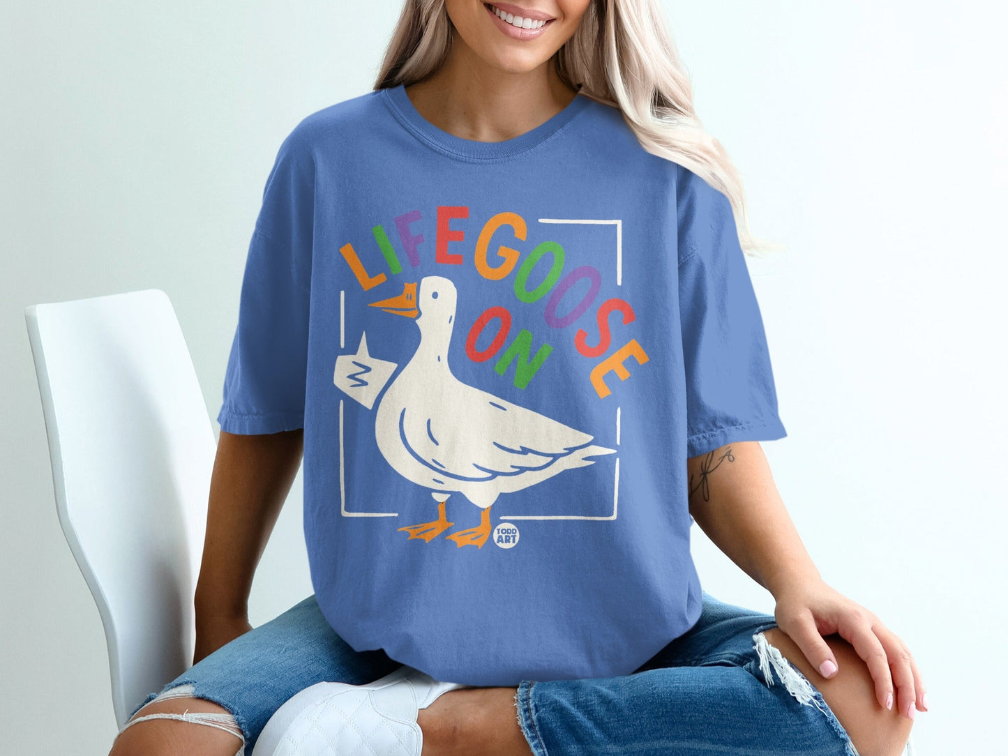 Life Goose On Graphic Tee Shirt Casual Duck Design