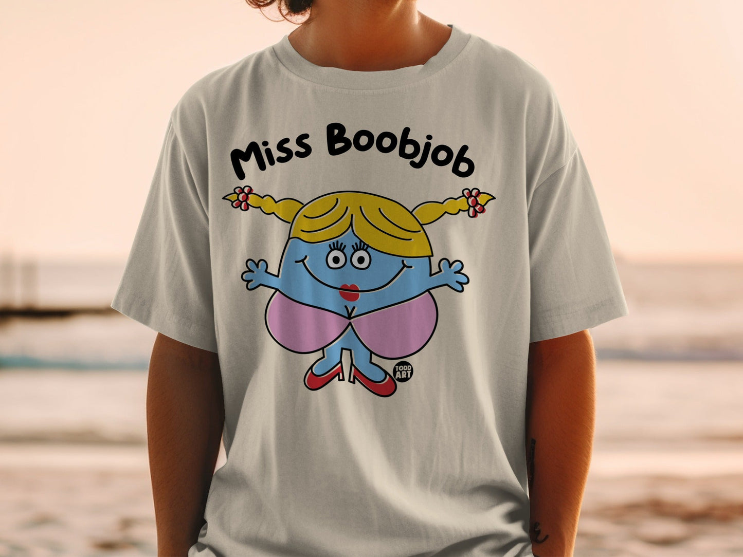 Miss Boobjob Cartoon Character Graphic T-shirt