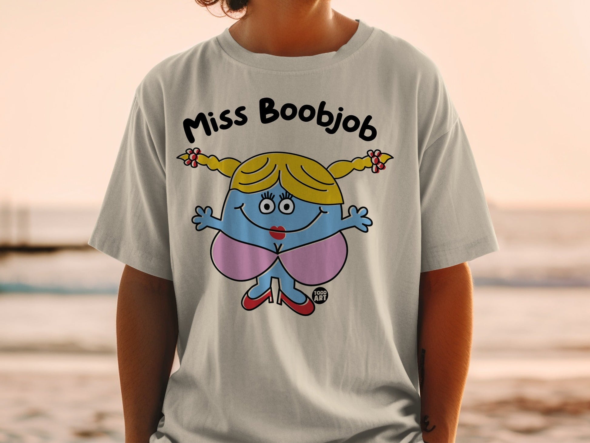 Miss Boobjob Cartoon Character Graphic T-shirt