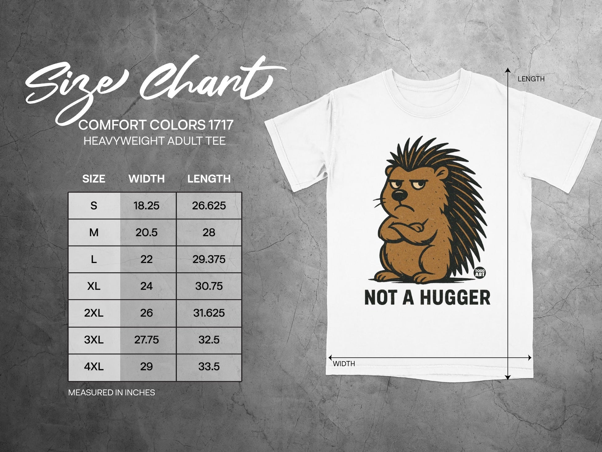 'Not A Hugger Grumpy Hedgehog Graphic Tee Shirt'