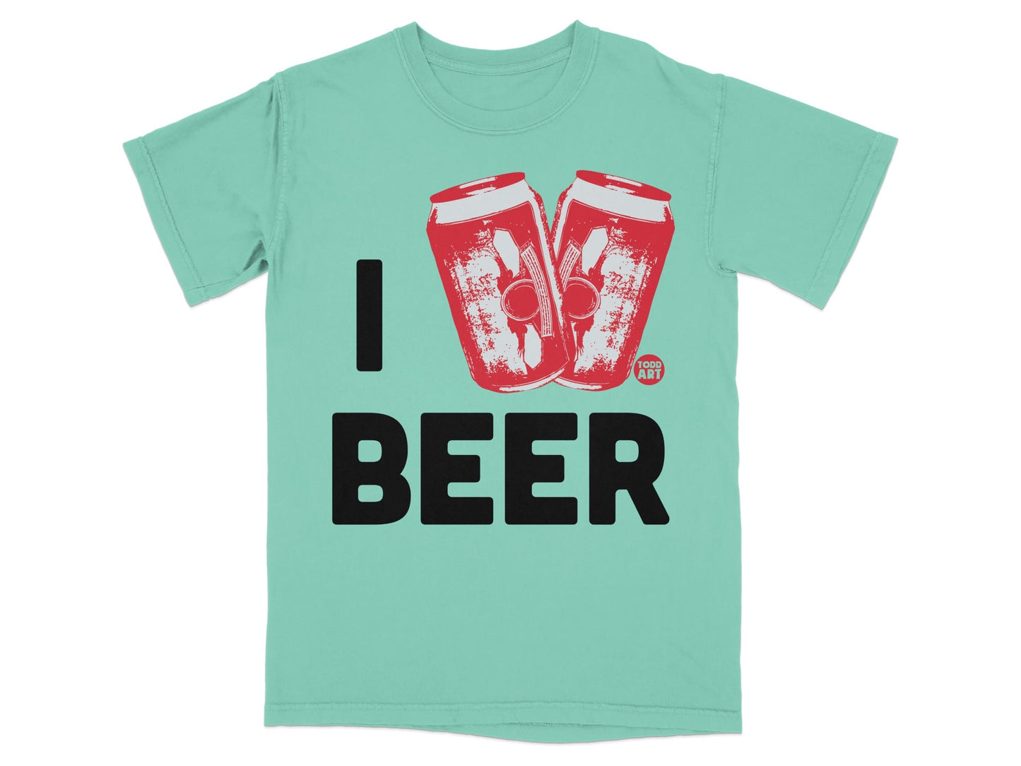 I Love Beer Graphic Teal T-Shirt Fun Casual Outfit