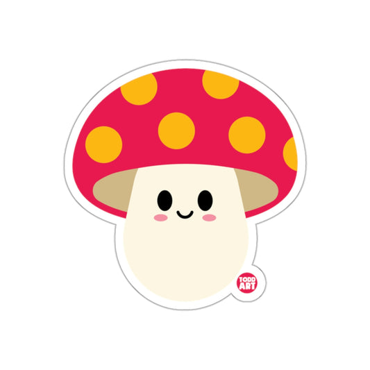 Cute Smiling Mushroom Cartoon Illustration Sticker