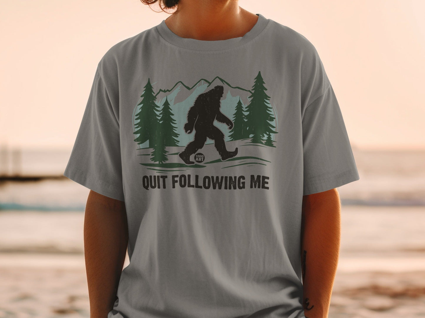 Quit Following Me Bigfoot Graphic T-Shirt Mens Tee