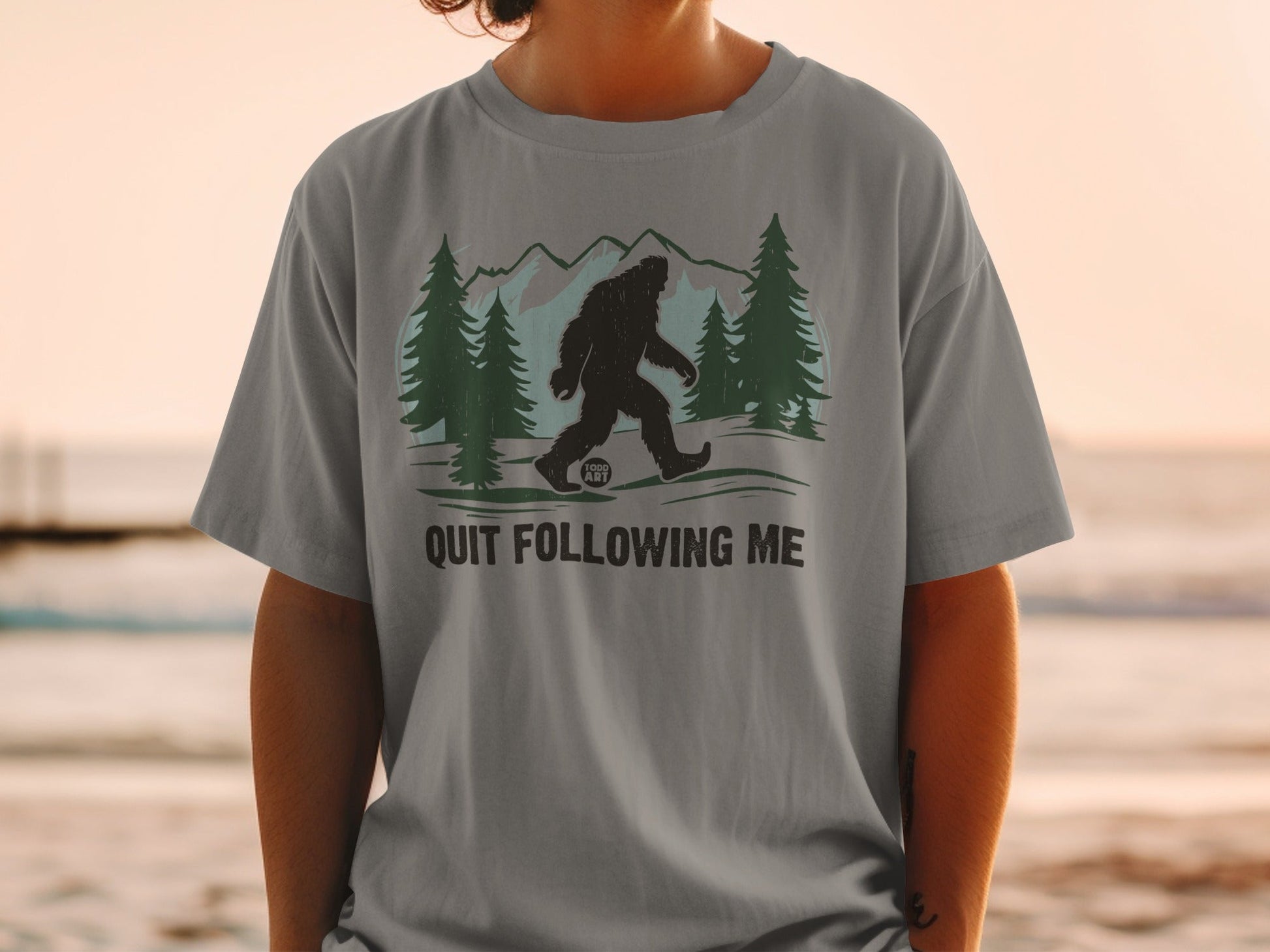 Quit Following Me Bigfoot Graphic T-Shirt Mens Tee