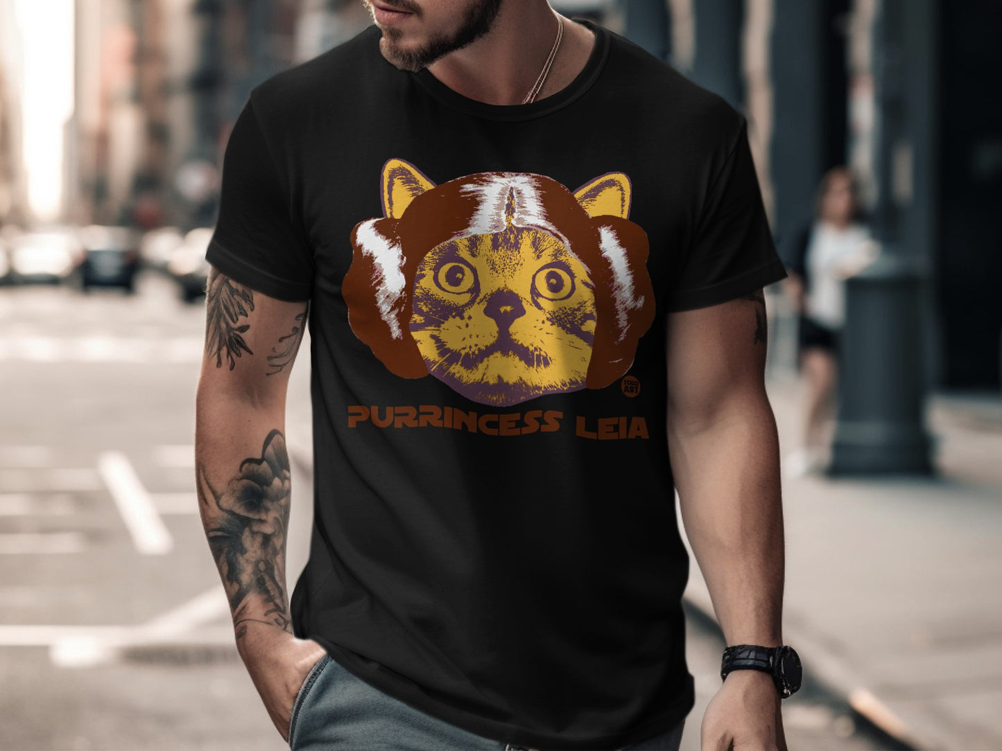 Purrincess Leia Design Graphic Cat Themed T-shirt