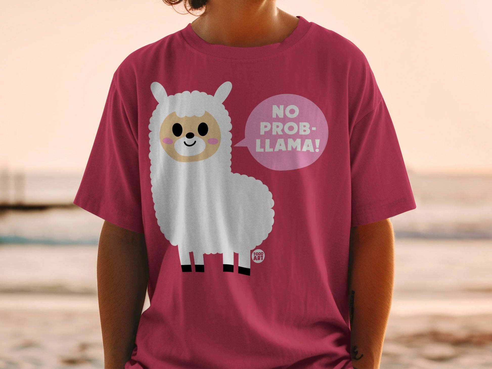 No Prob-Llama Cute Cartoon Llama Graphic T-Shirt