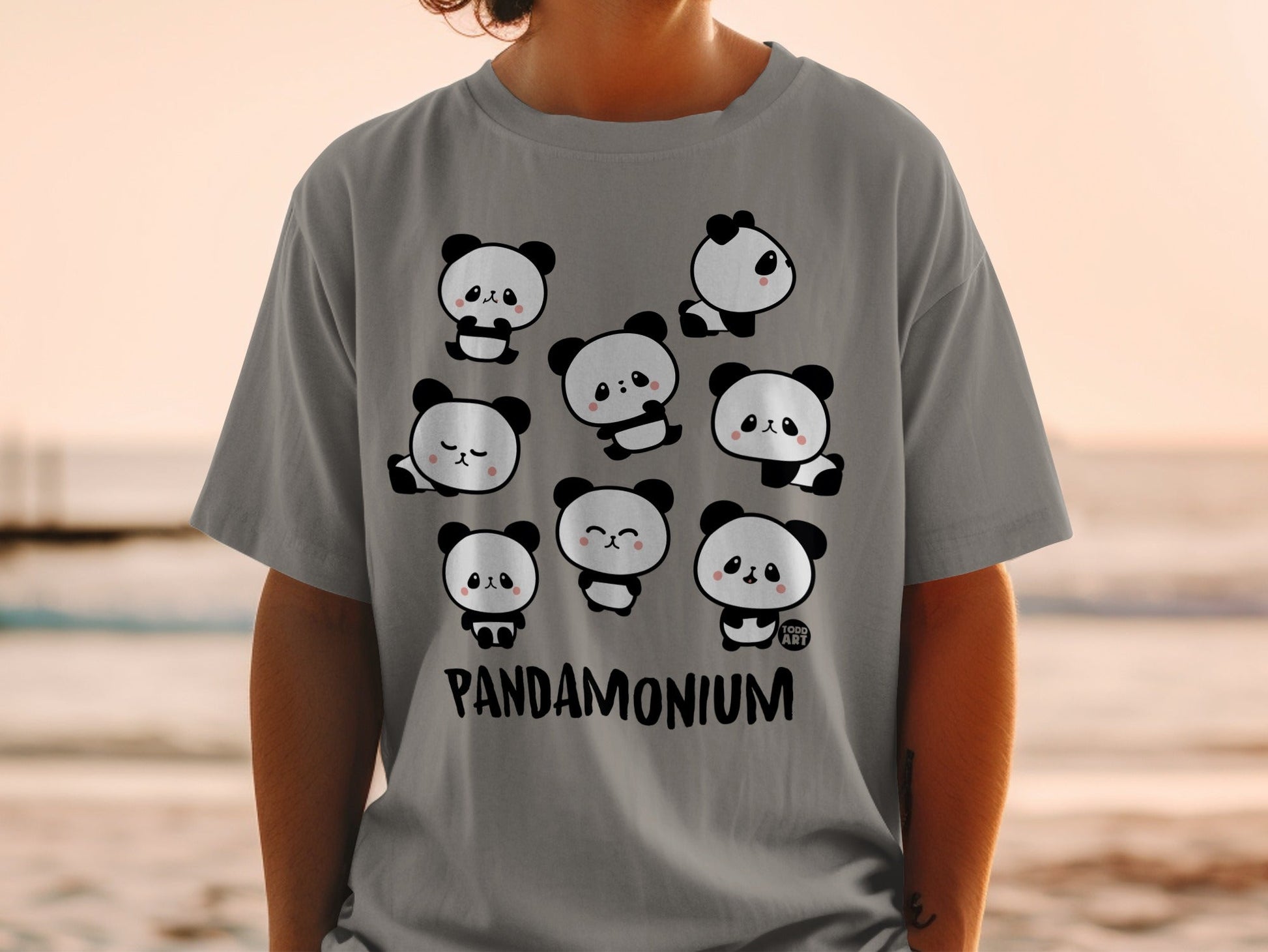 Cute Pandamonium Cartoon Panda T-Shirt Kids Gift