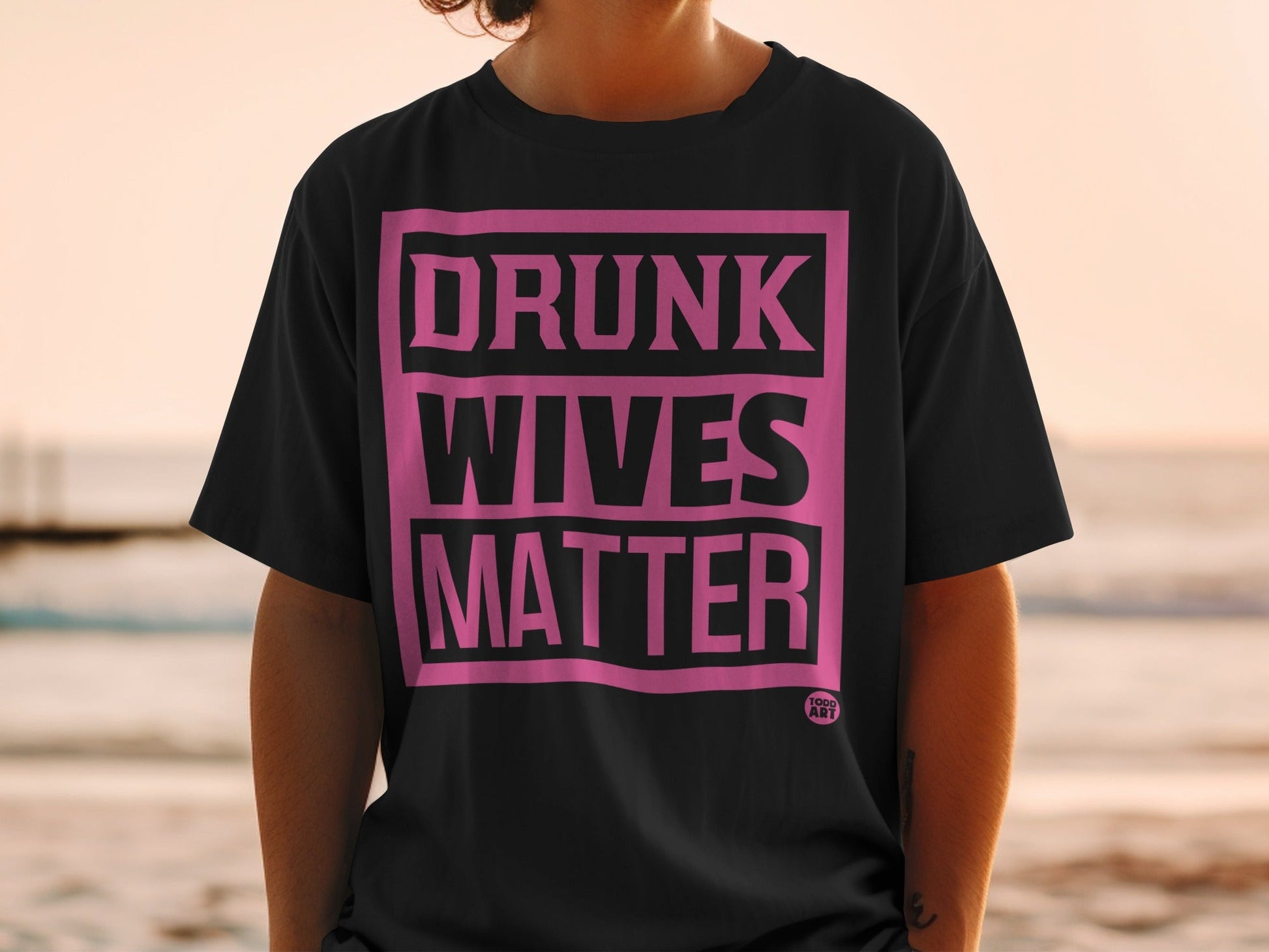 Drunk Wives Matter Black T-Shirt Fun Graphic Tee