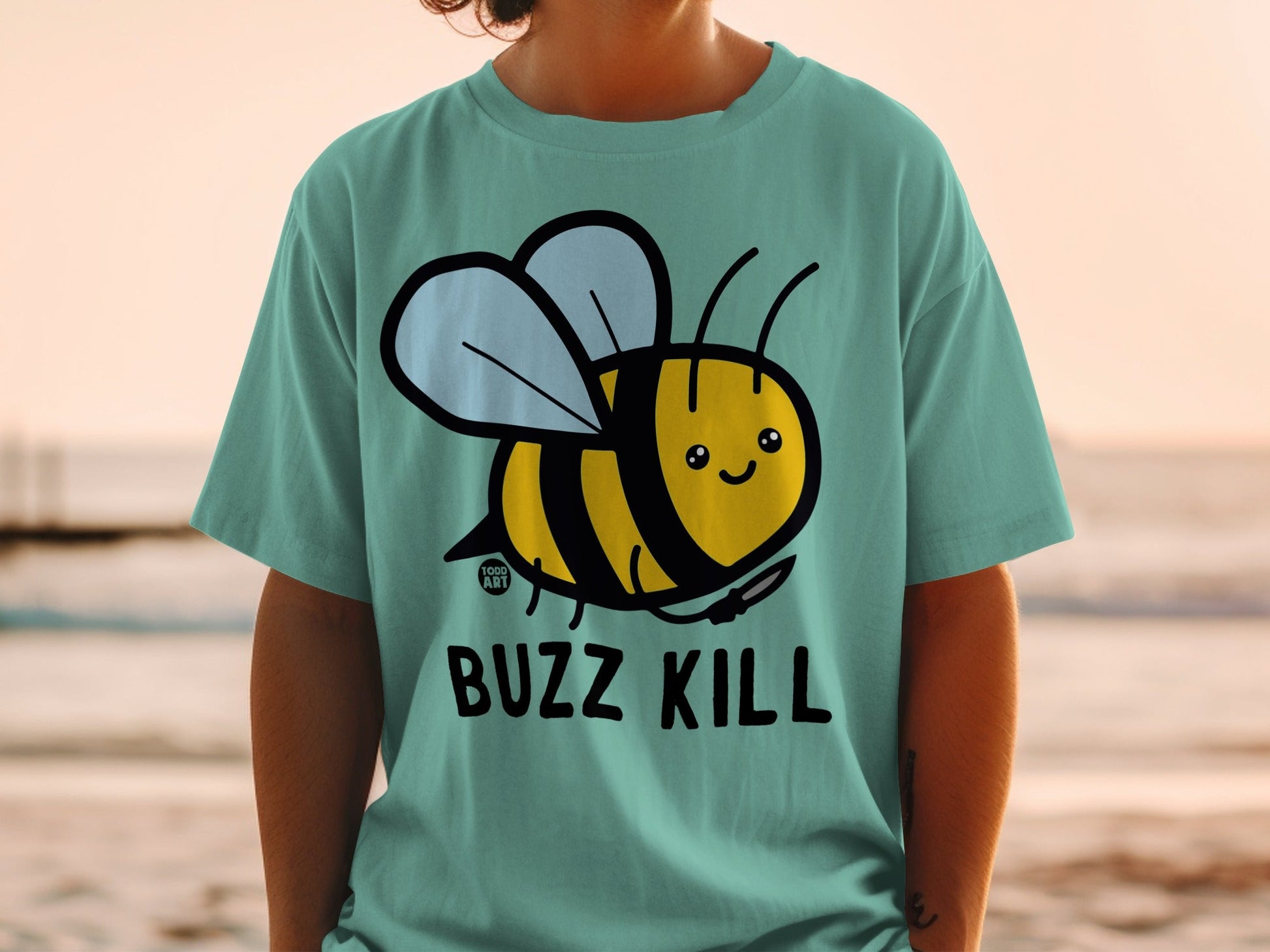 Cute Bee Buzz Kill Graphic Tee Shirt Product