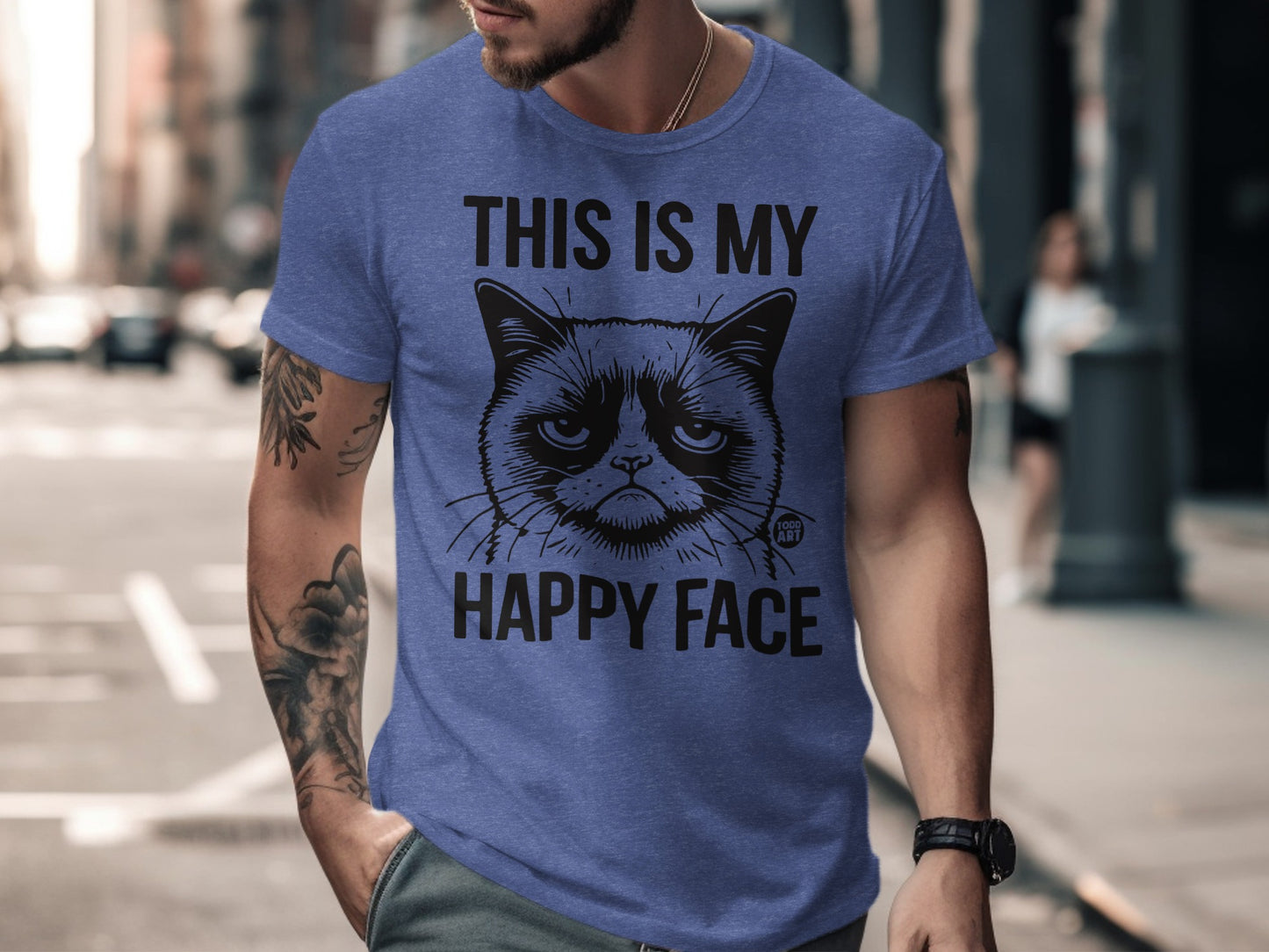 This Is My Happy Face Grumpy Cat Graphic T-shirt