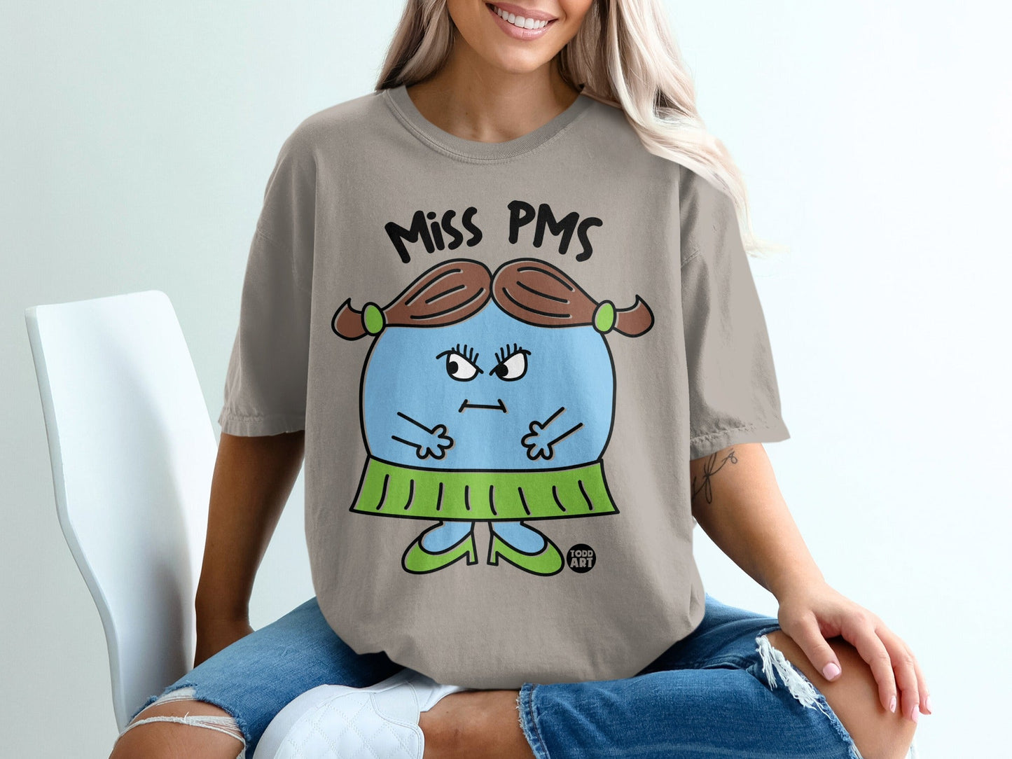 Miss PMS Character Print Casual Graphic T-Shirt