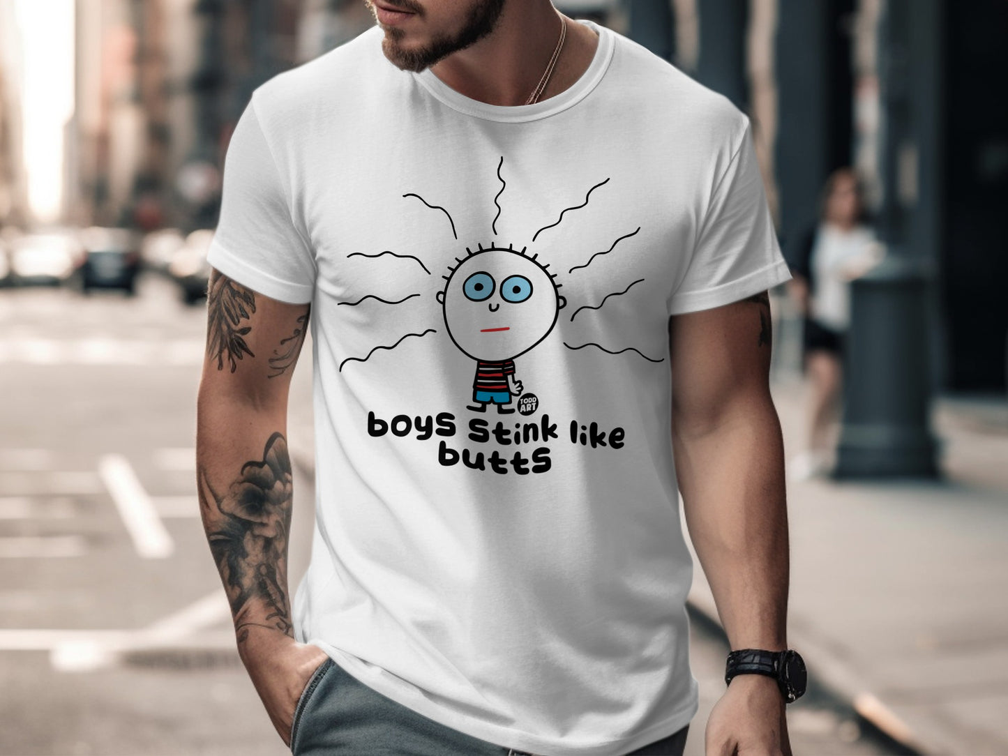 Boys Stink Like Butts Funny Graphic Tee shirt