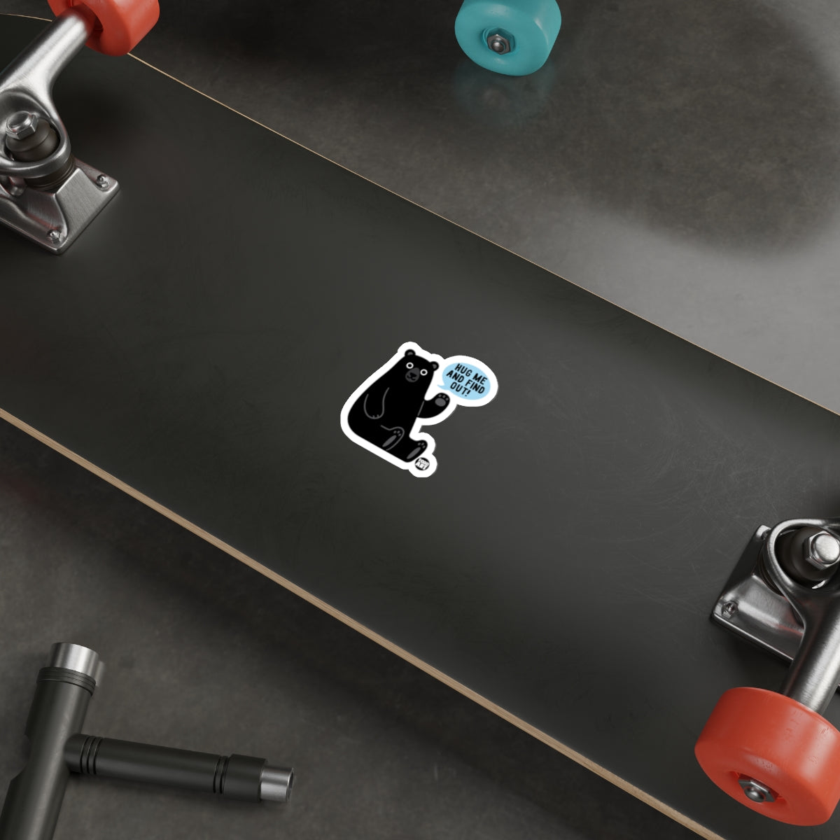 Black Skateboard with Unique Black Cat Sticker Deck