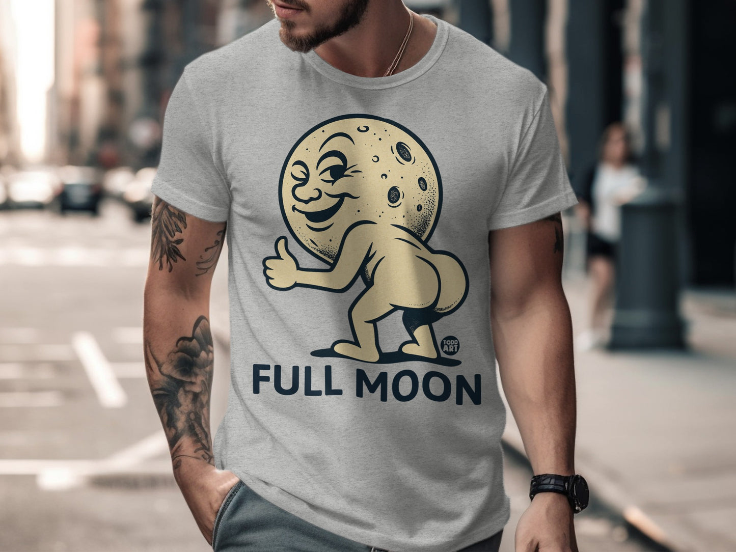 Funny Full Moon Graphic Tees for Casual Wear Shirt