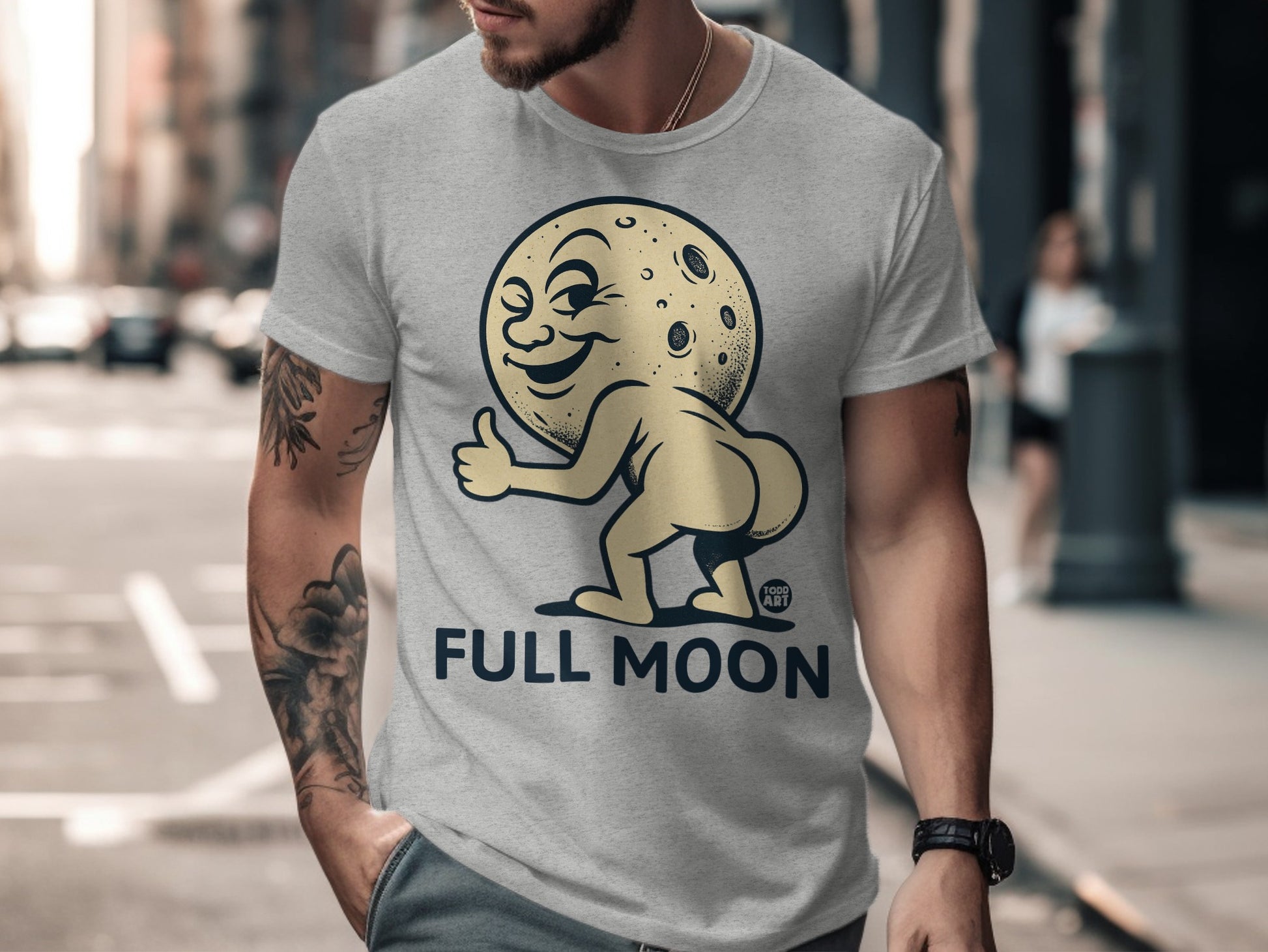 Funny Full Moon Graphic Tees for Casual Wear Shirt