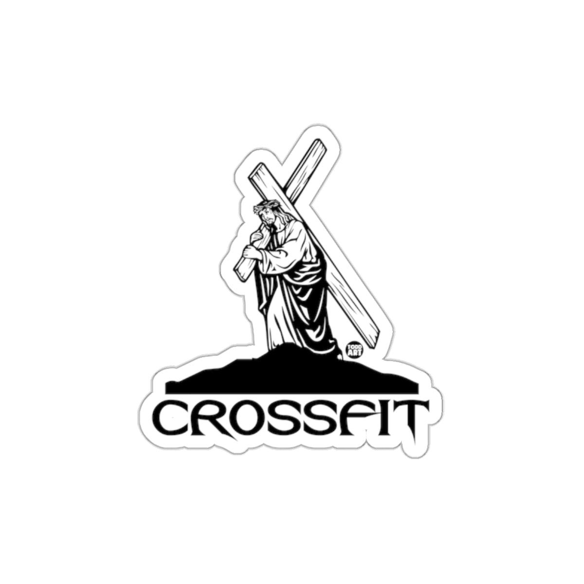 Jesus Carrying Cross Crossfit Sticker for Fitness Fans