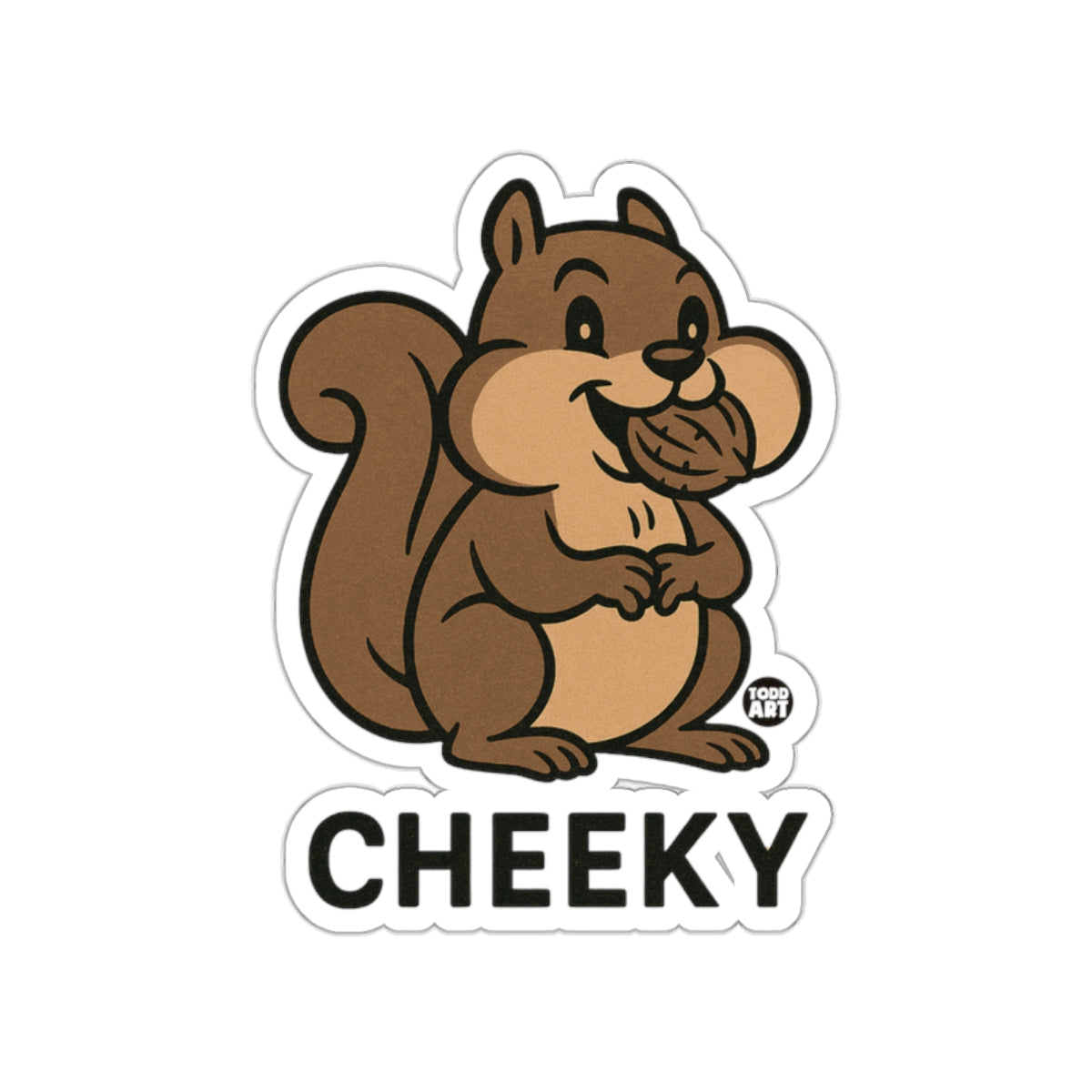 Cheeky Squirrel With Nut Illustrated Design Cute sticker