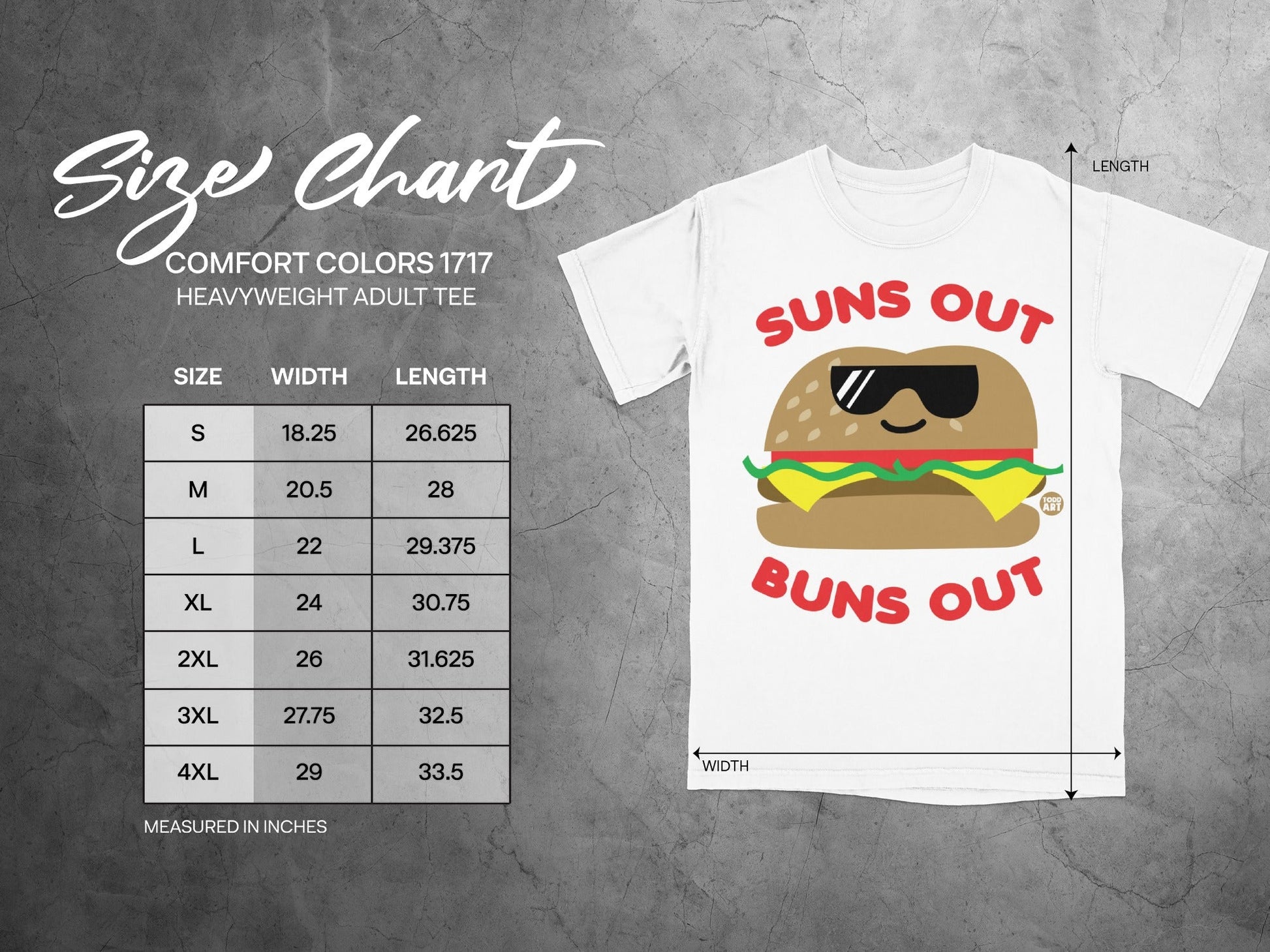 Suns Out Buns Out Burger Graphic Heavyweight Tee