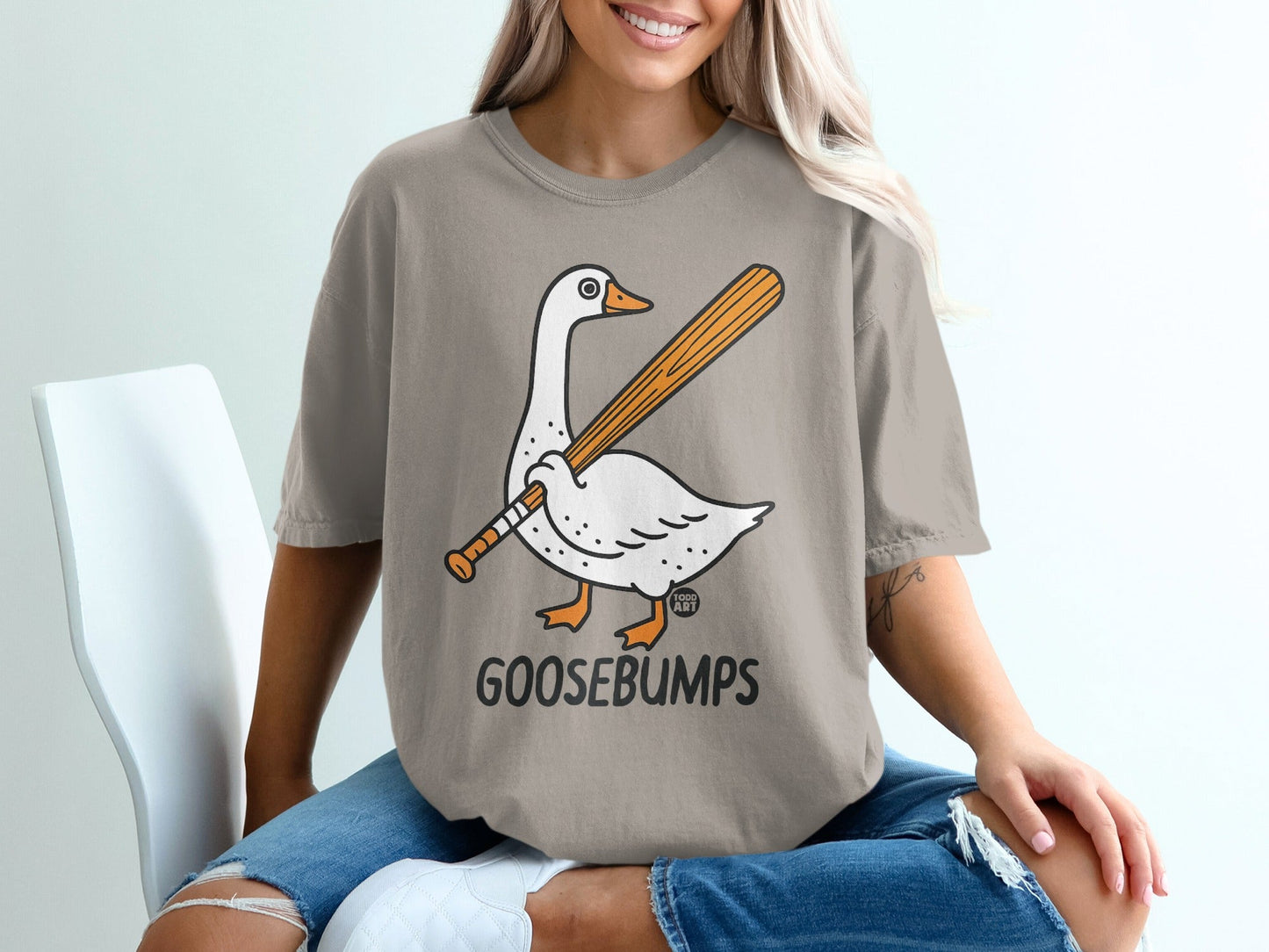 Goosebumps Graphic Goose with Bat T-Shirt