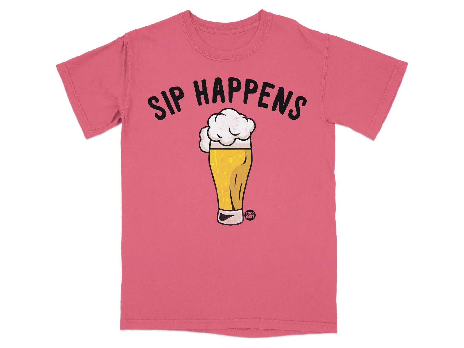 Sip Happens Graphic Tee With Beer Illustration