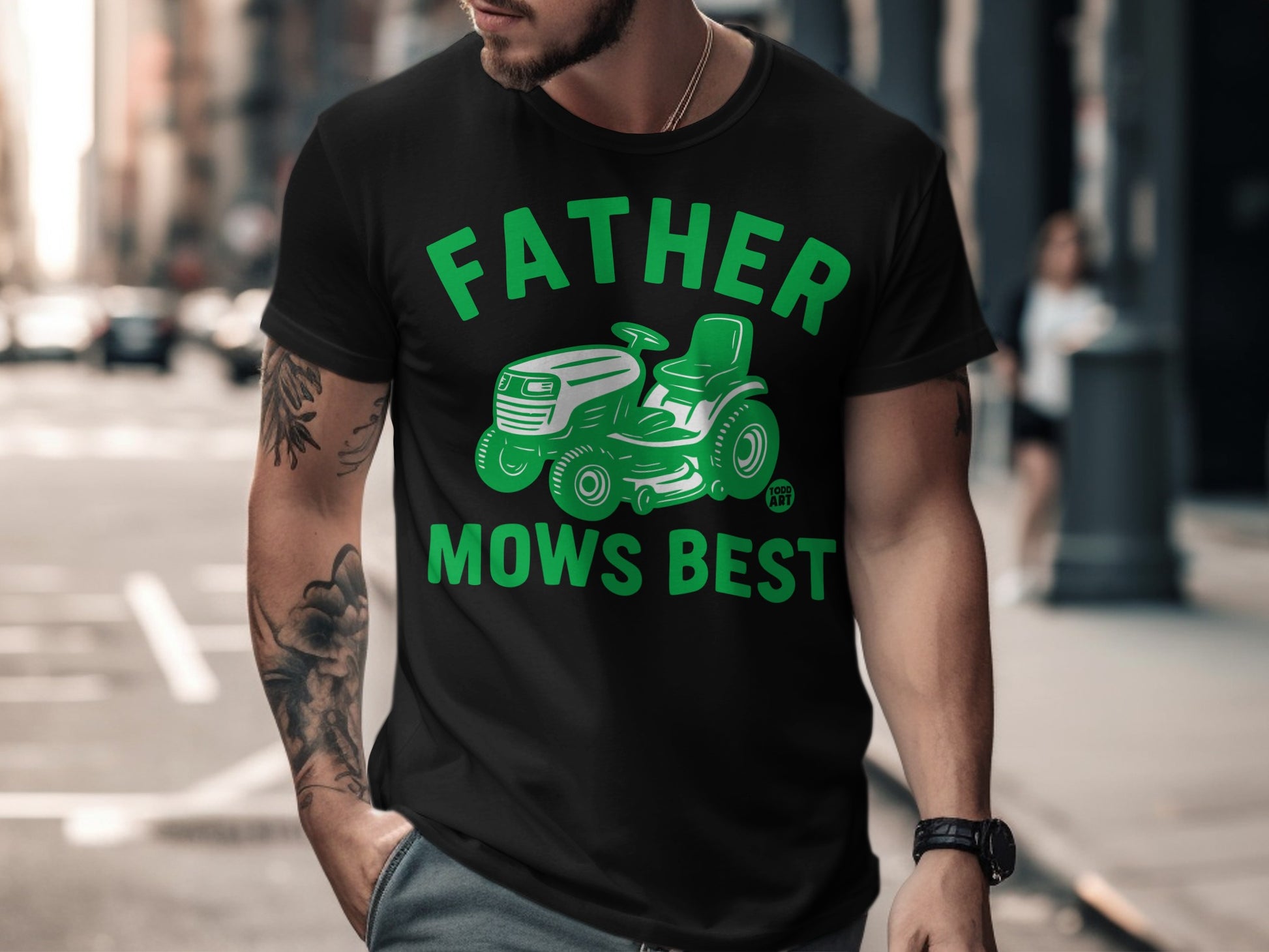 Father Mows Best Graphic Tee for Lawn Enthusiasts