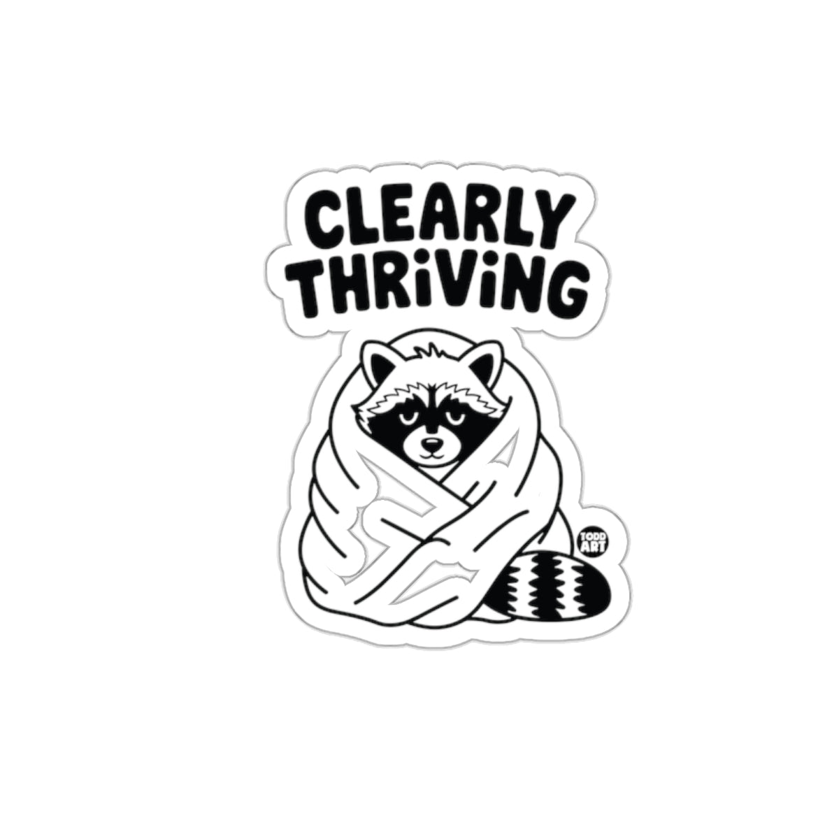 Clearly Thriving Raccoon Illustration Design sticker