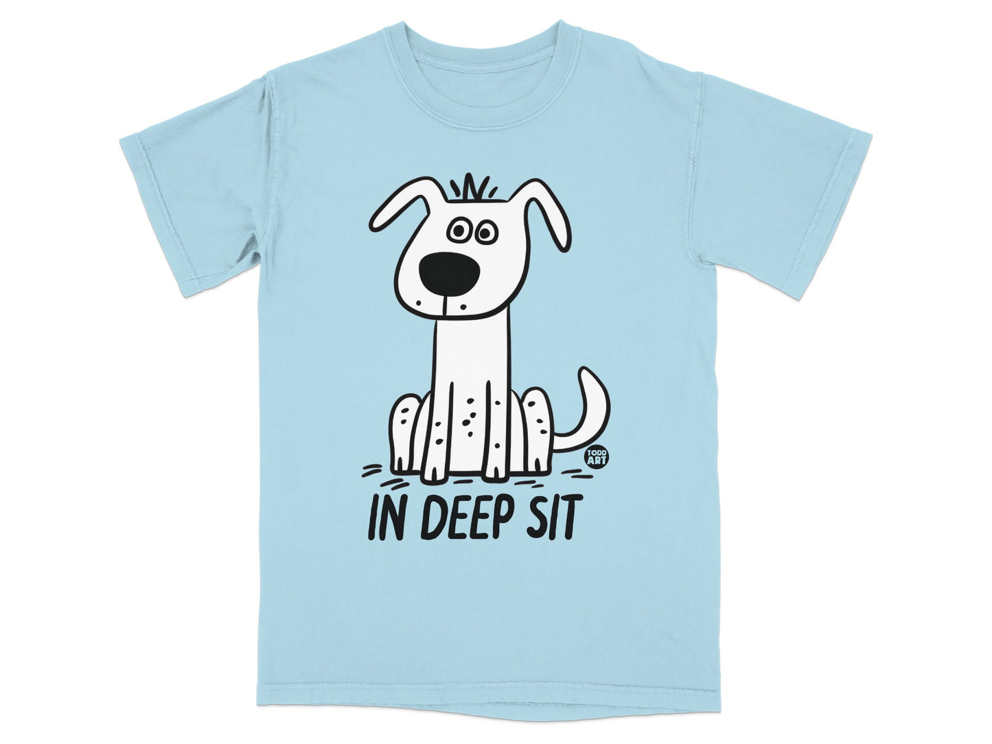 Cute Cartoon Dog In Deep Sit Funny Graphic T-shirt