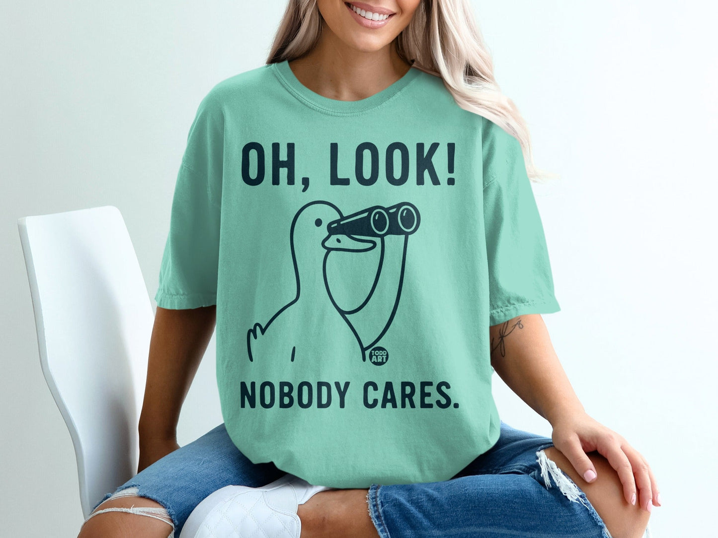 Oh Look Nobody Cares Binocular Duck Fun Shirt