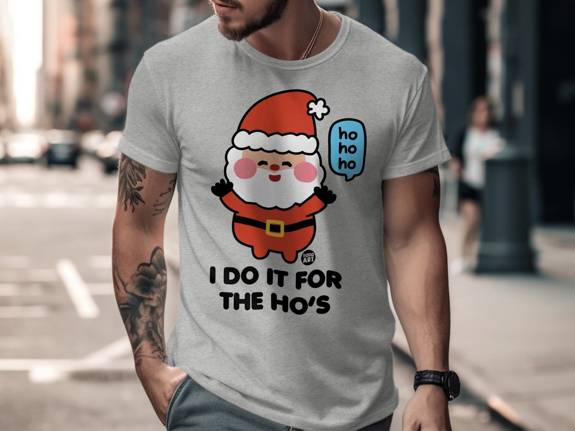 I Do It For The Ho's Funny Santa Graphic Tee product