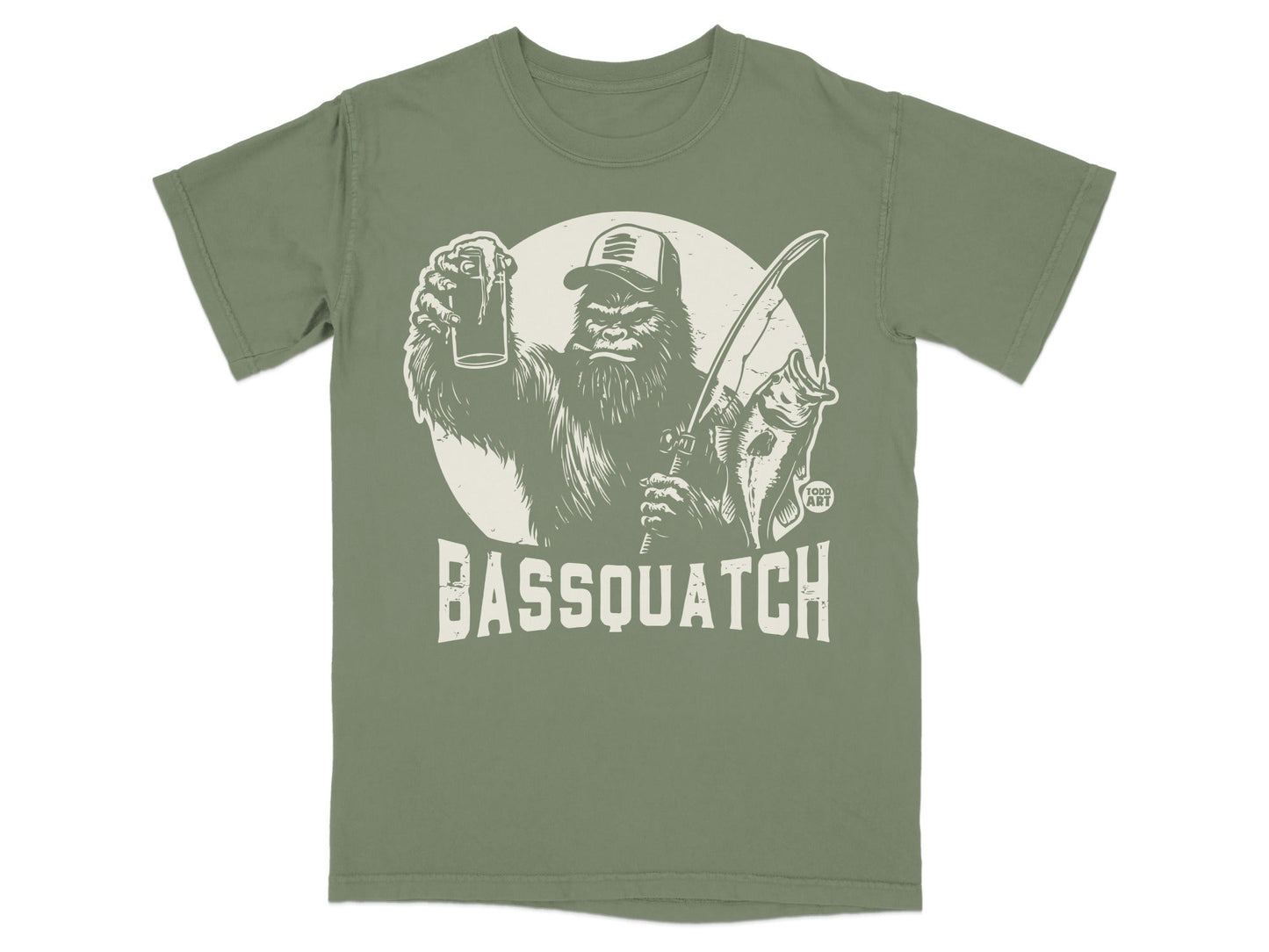 Bassquatch Bigfoot Fishing Graphic T-shirt