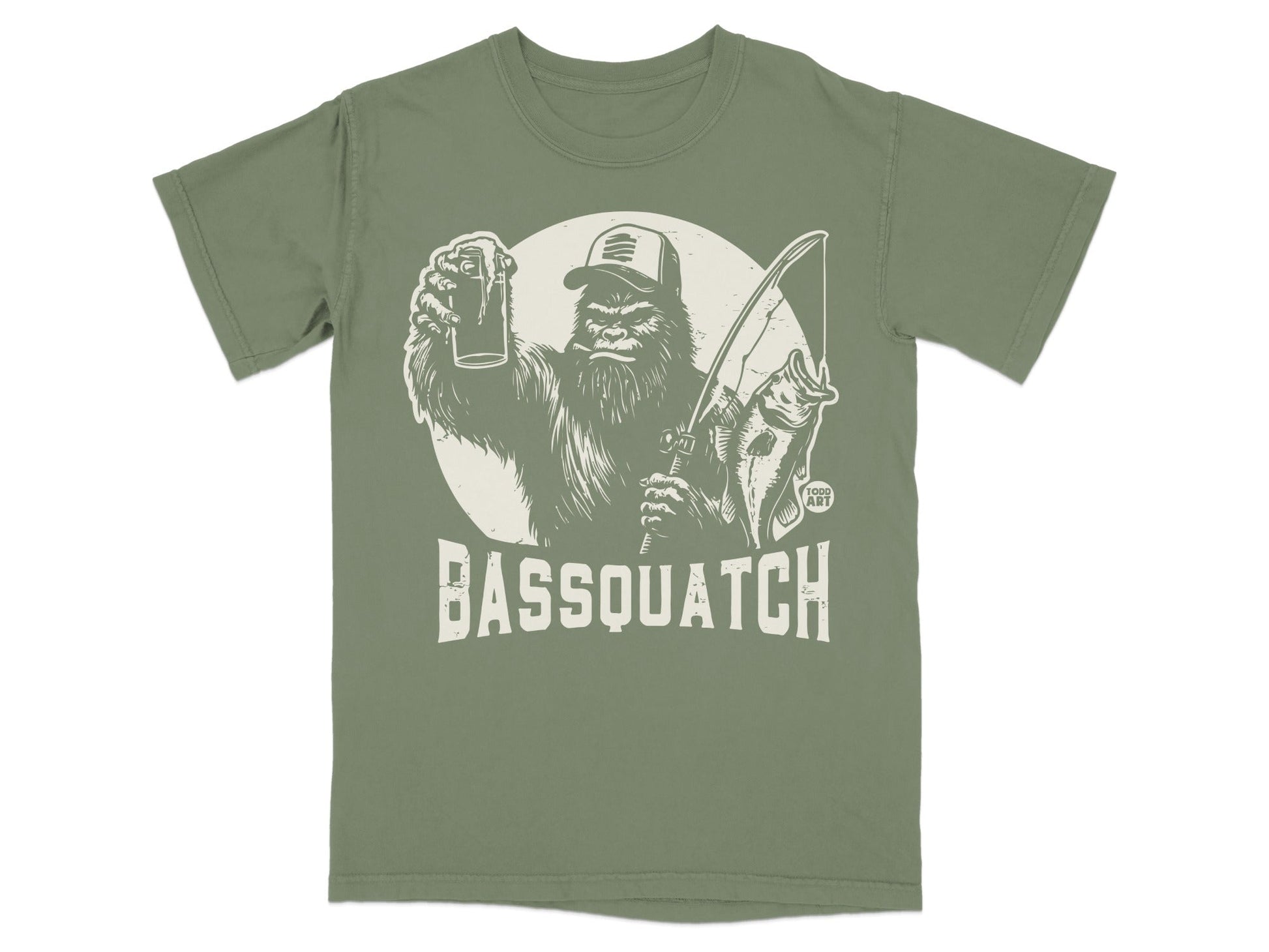 Bassquatch Bigfoot Fishing Graphic T-shirt