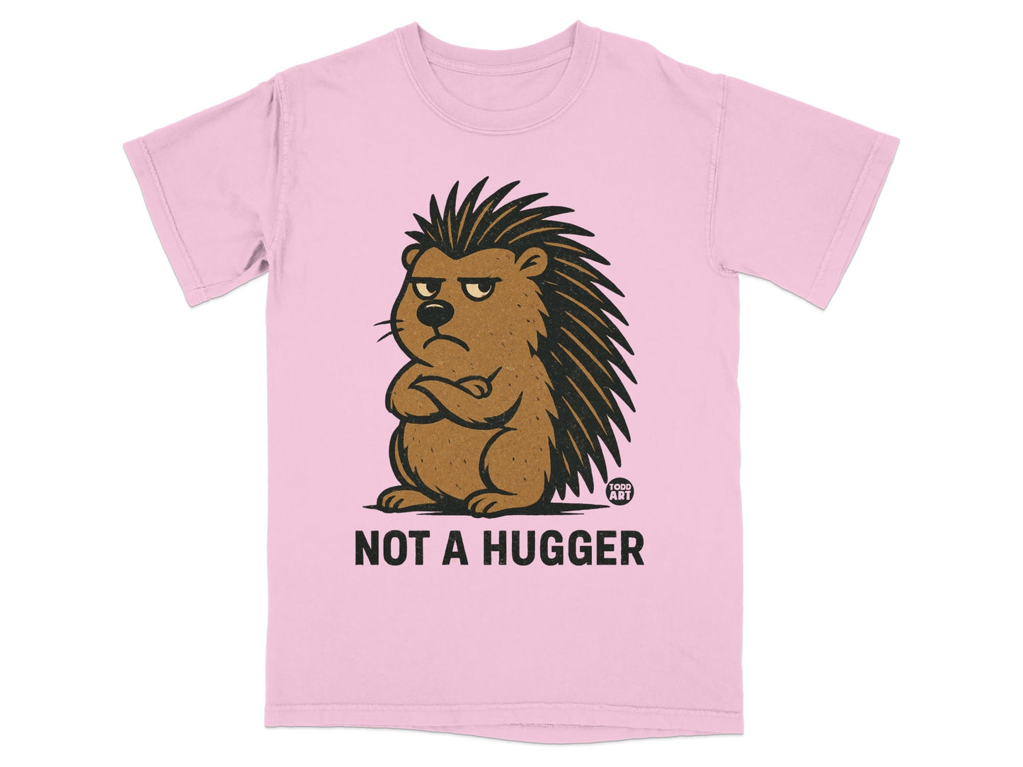 Not A Hugger Funny Pink Graphic T-Shirt for Sale