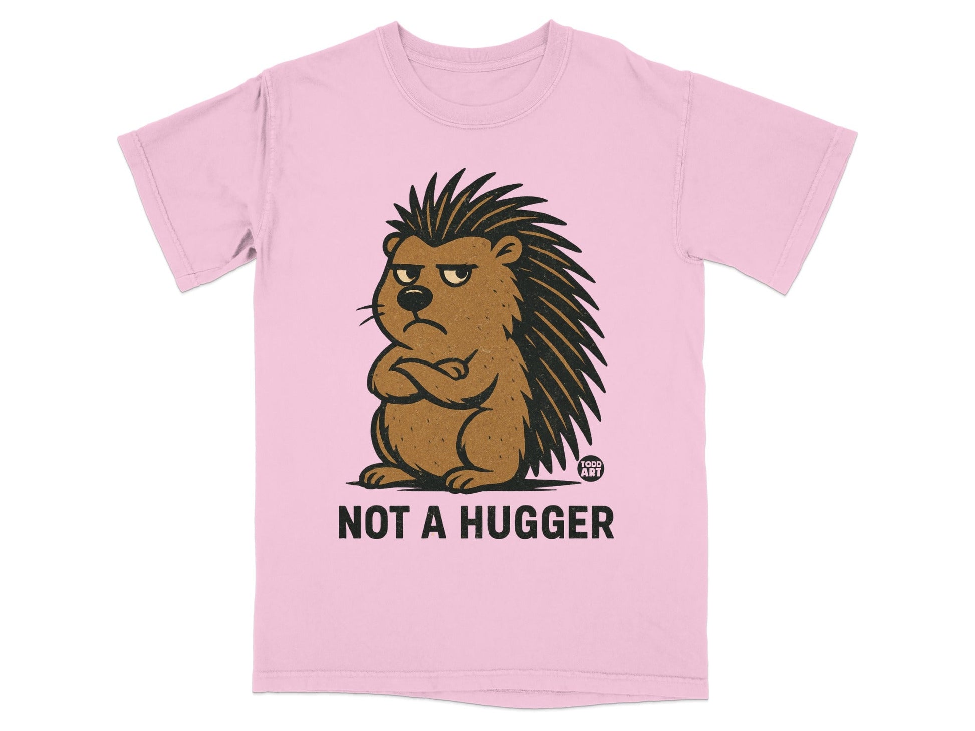 Not A Hugger Funny Pink Graphic T-Shirt for Sale