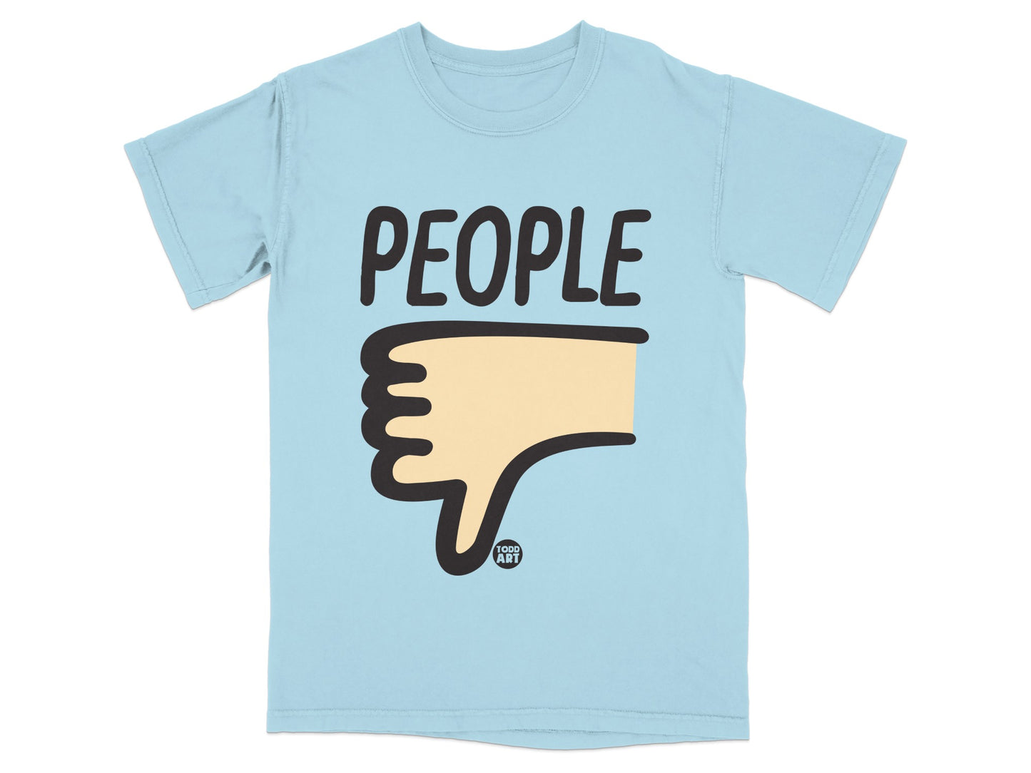 PEOPLE Thumbs Down Design Todd Art Logo Light Blue T-shirt