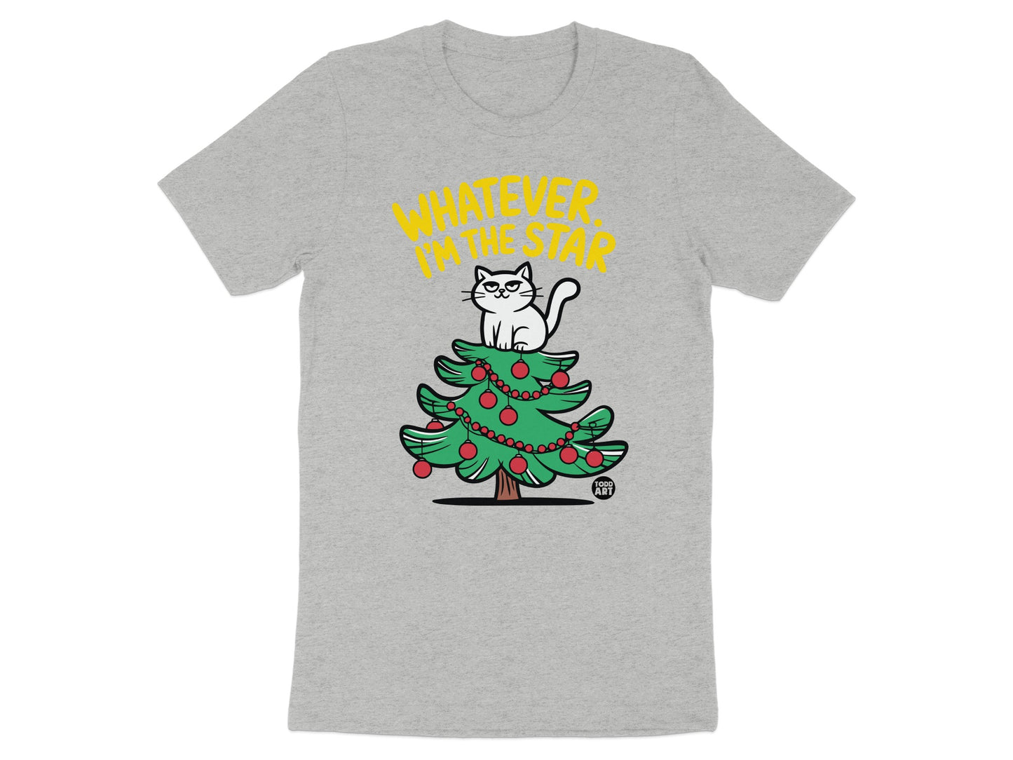 Funny Cat Christmas Tree Whatever I'm The Star T-shirt