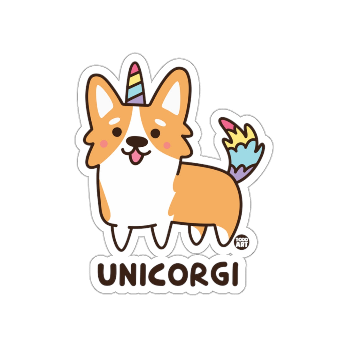 Cute Unicorgi Dog with Unicorn Horn Sticker Design