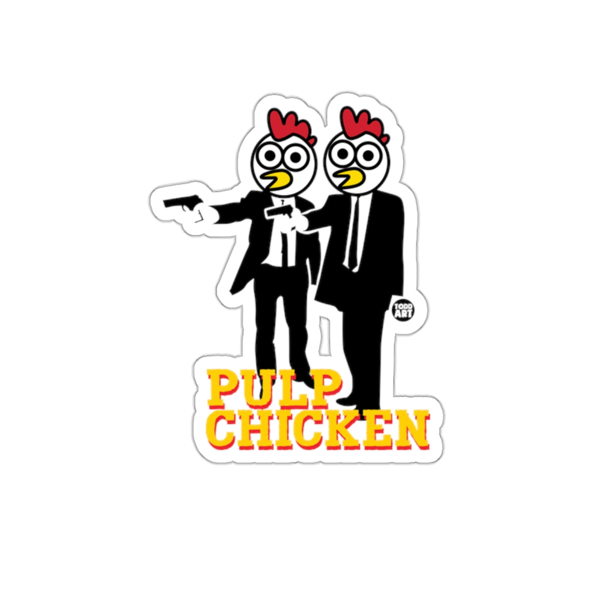 Funny Pulp Chicken Characters Sticker Design