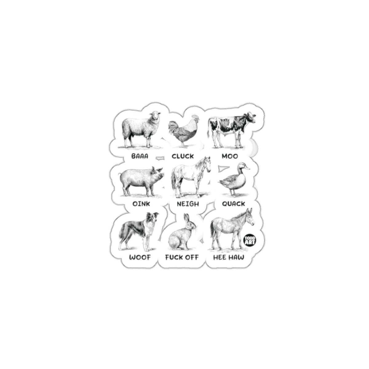 Farm Animal Sound sticker Funny Decal Collection