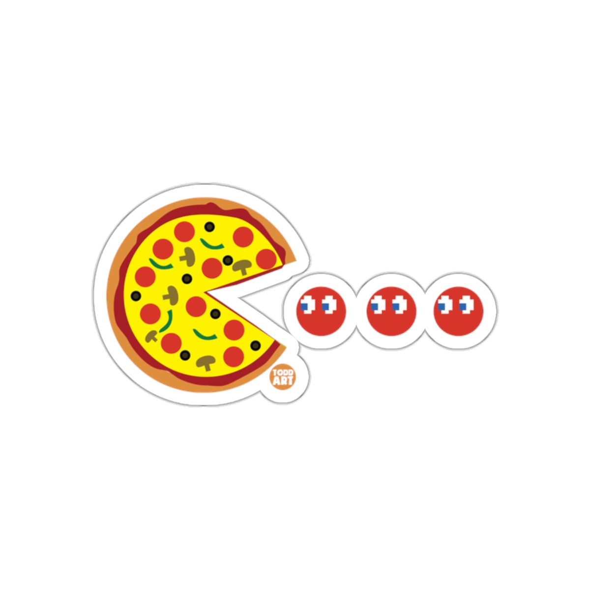 Pizza Pac Man Style with Chasing Red Dots sticker