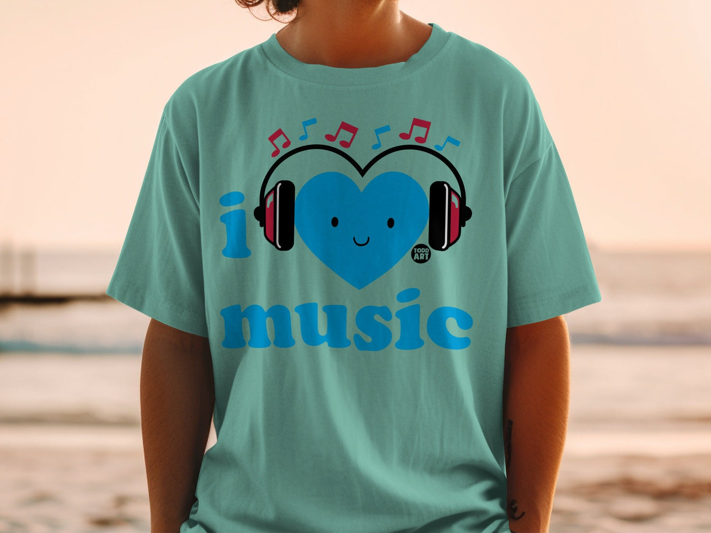I Heart Music Cute Headphones Graphic T-Shirt