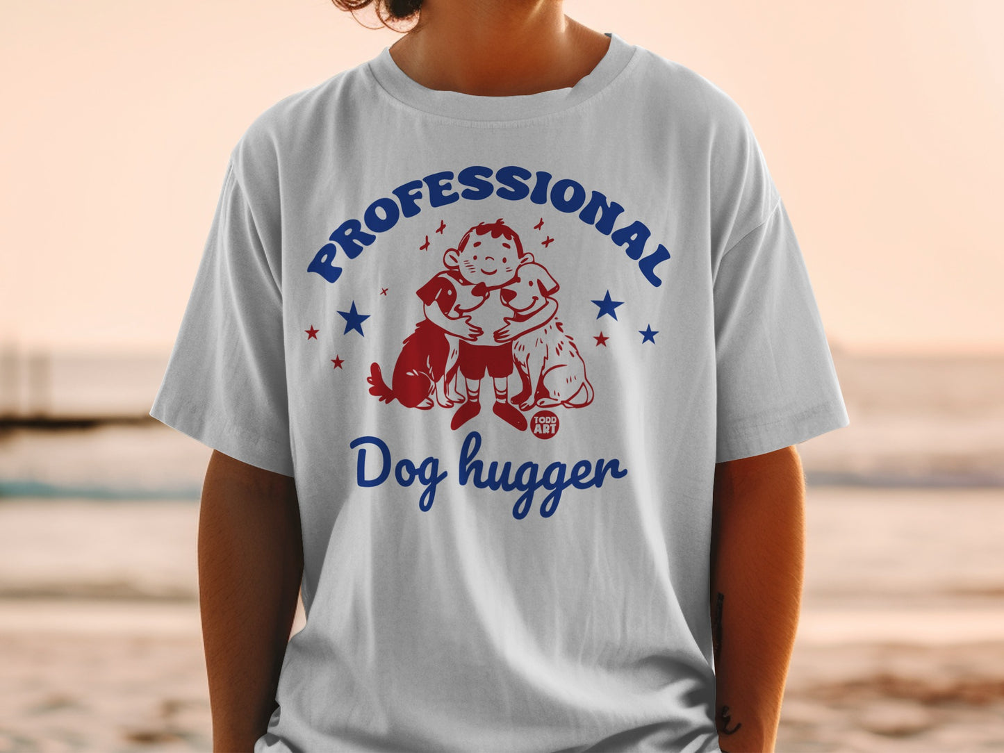 Professional Dog Hugger Cute Illustrated T-shirt