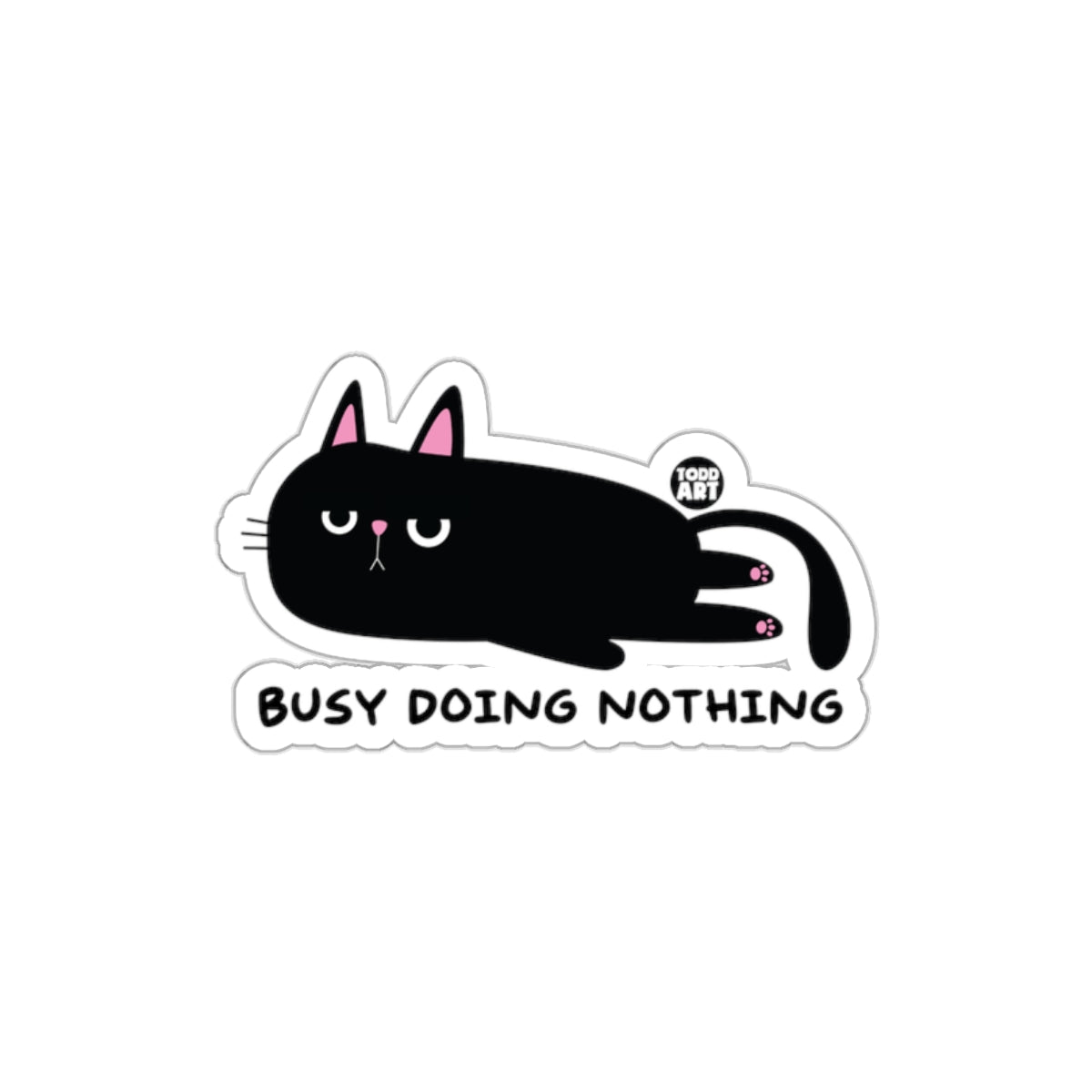 Busy Doing Nothing Black Cat Sticker for Cute D√©cor