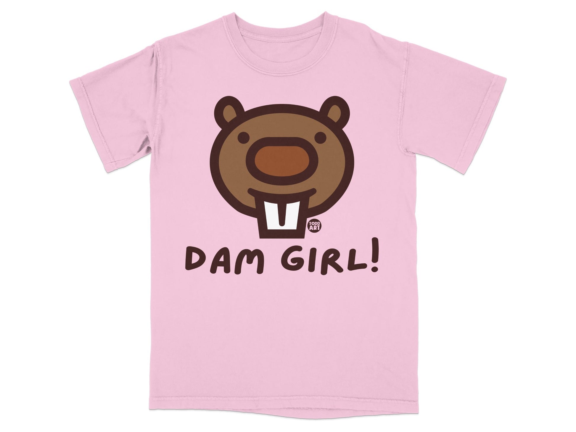 Dam Girl Cute Beaver Graphic Pink T-Shirt