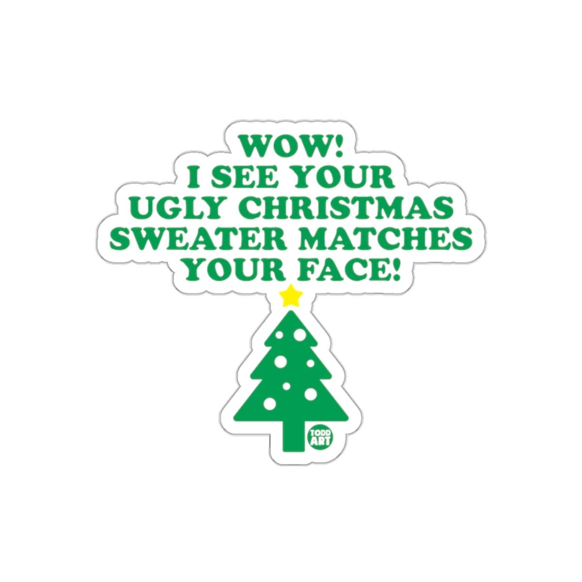 Wow Your Ugly Christmas Sweater Matches Your Face Sticker