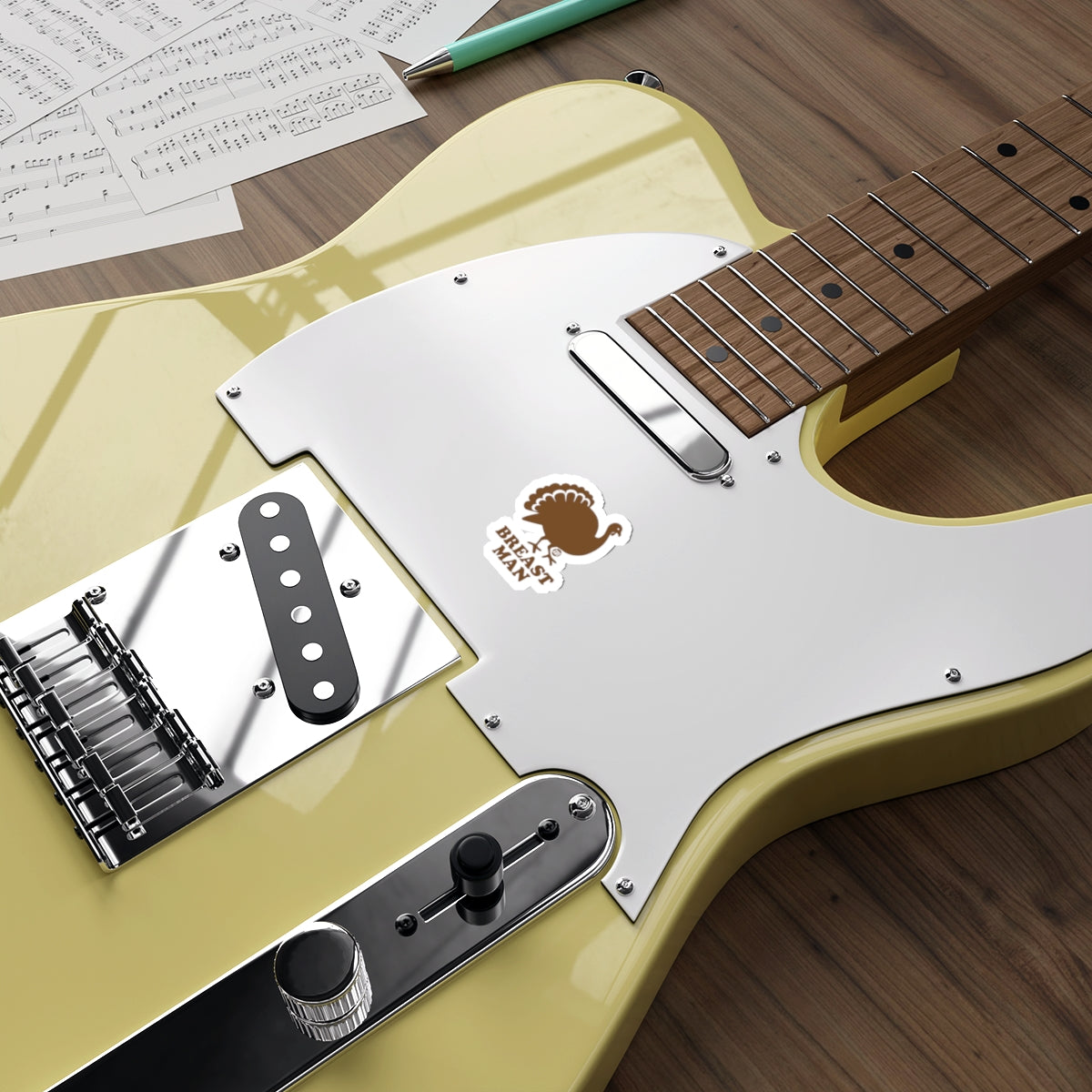 Vintage Style Electric Guitar with Unique Decal