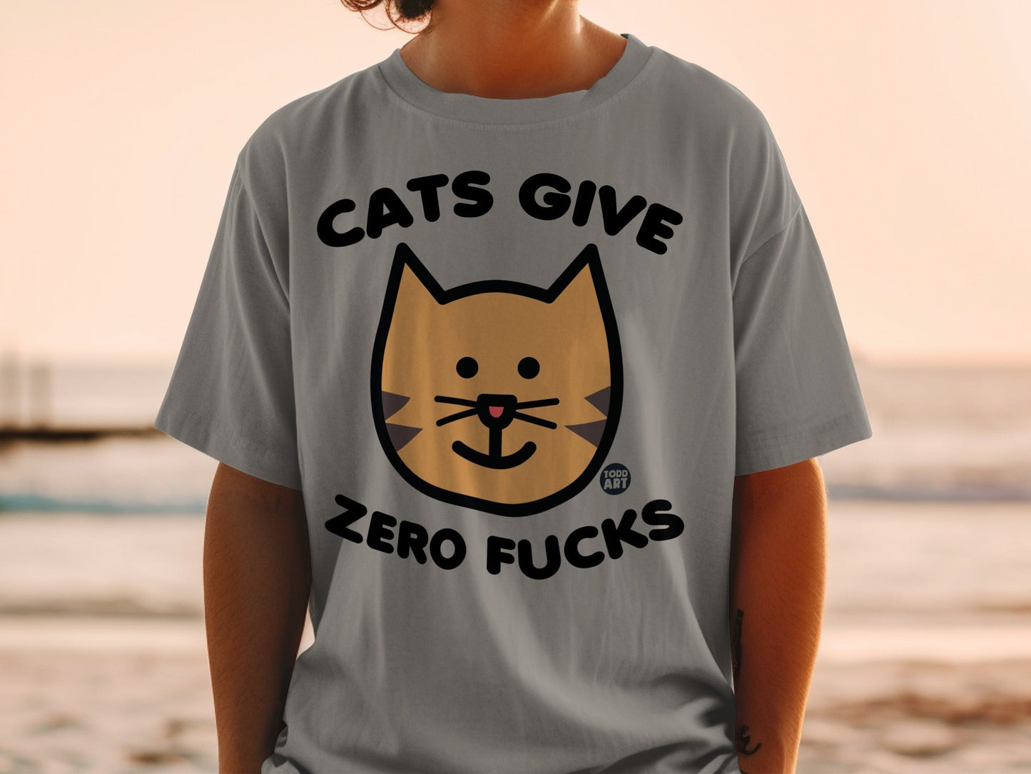 Cats Give Zero Fucks Funny Graphic T-shirt
