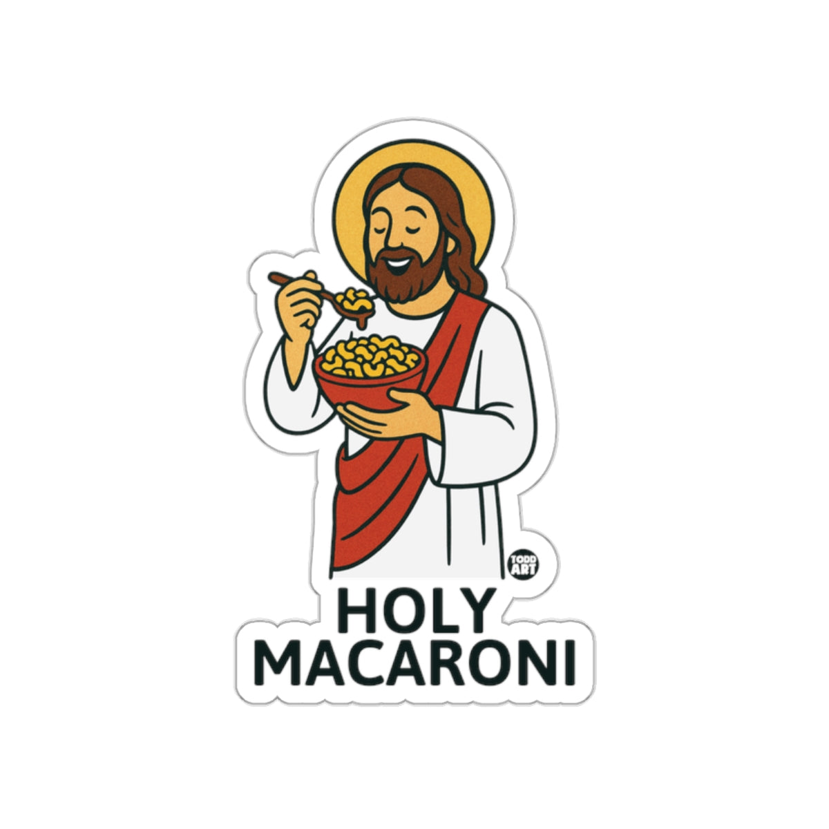 Holy Macaroni Jesus Eating Pasta Sticker