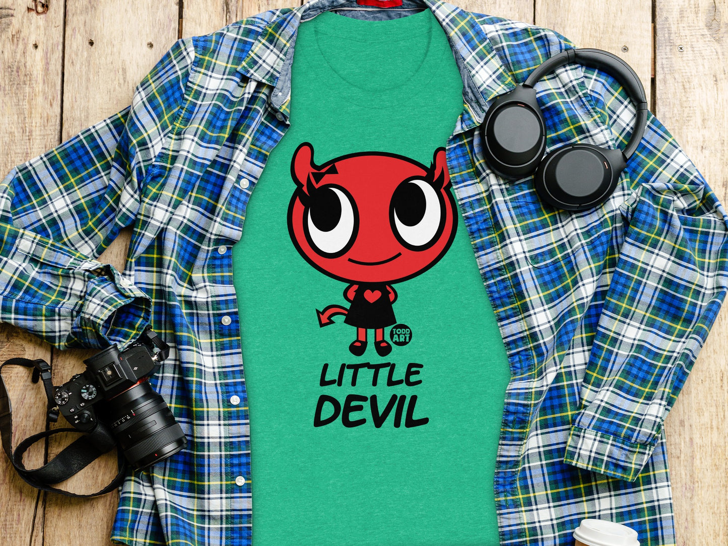Cute Little Devil Character Green Toddler T-Shirt